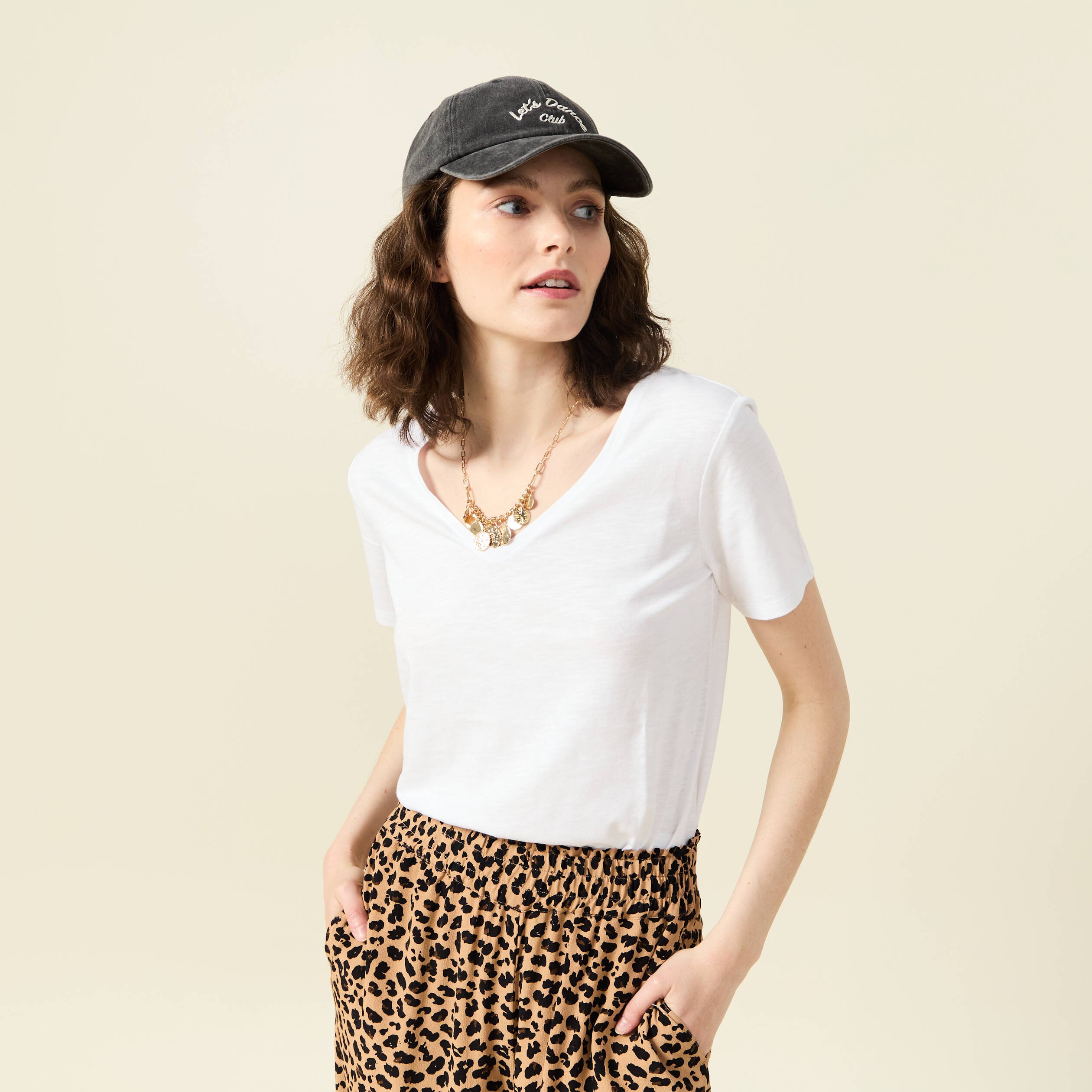 T-shirt manches courtes blanc femme