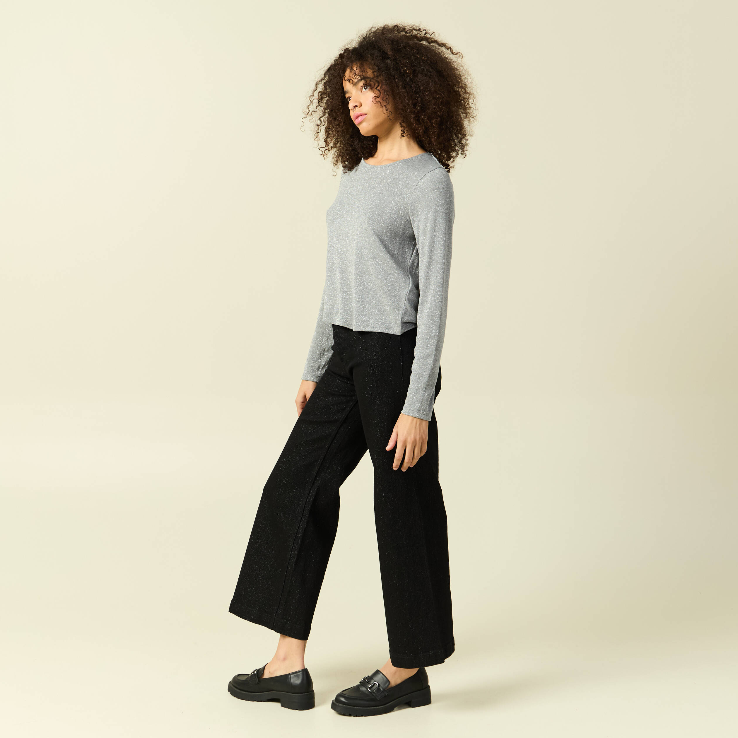 T-shirt manches longues gris femme