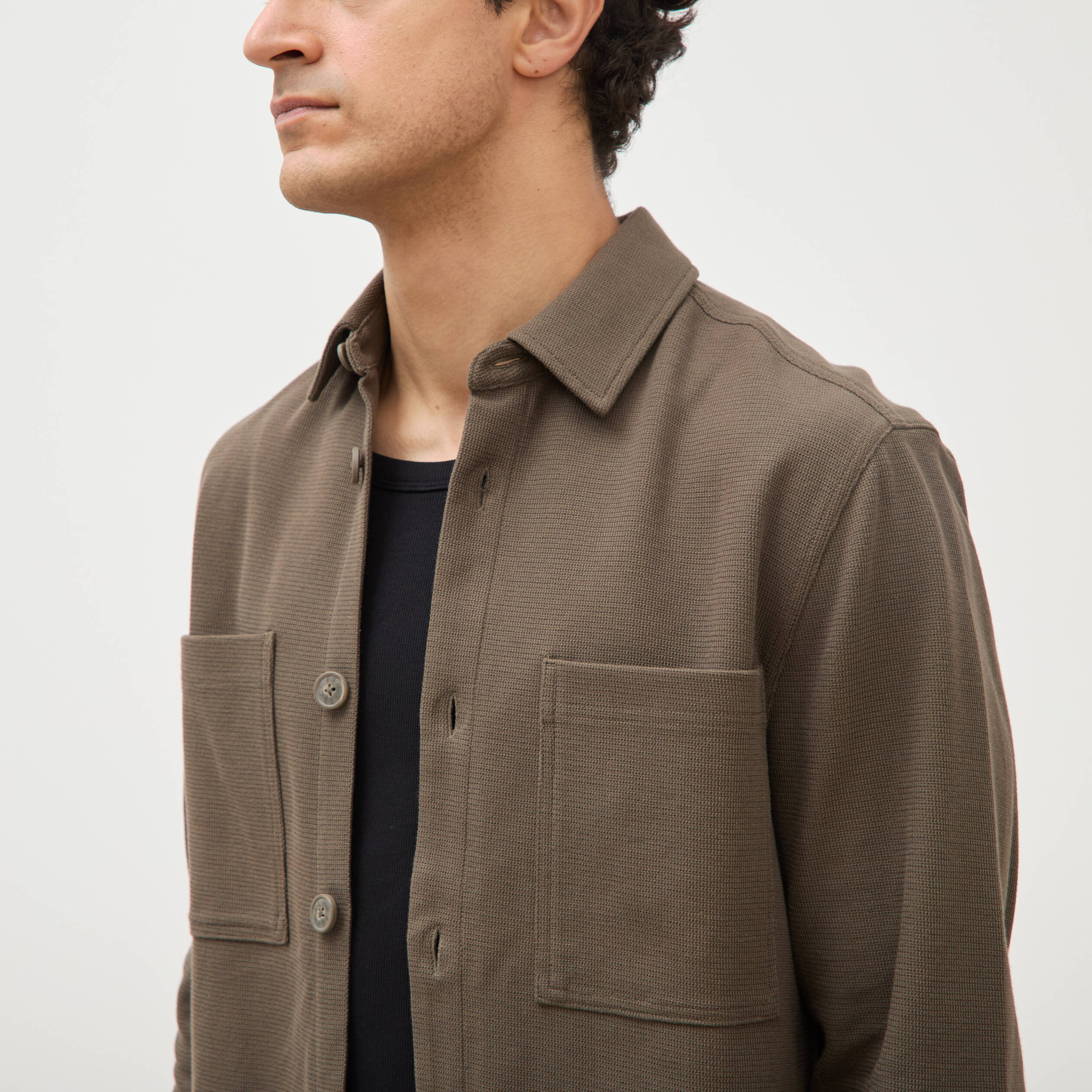 Surchemise manches longues taupe homme
