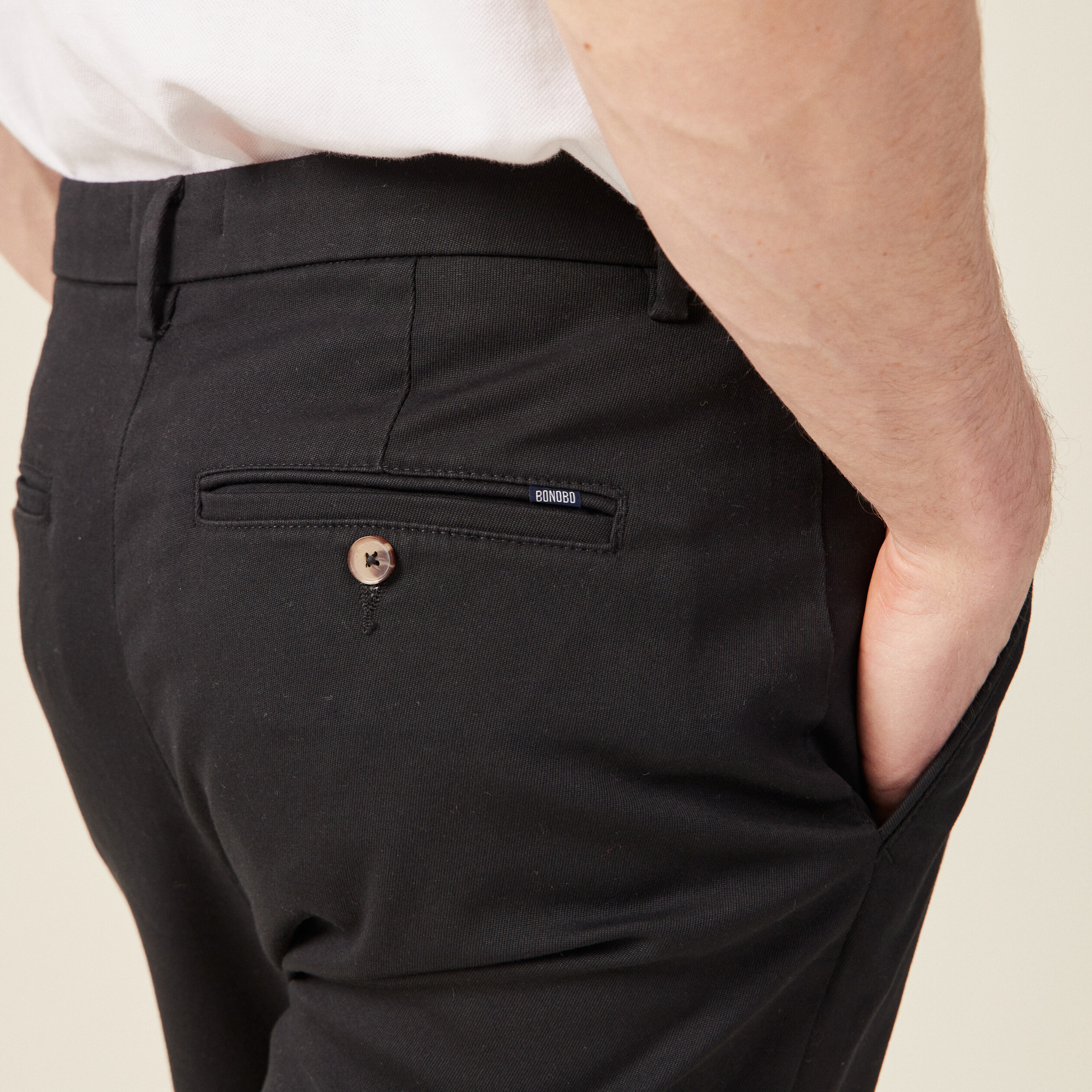 Pantalon chino 7/8ème noir homme