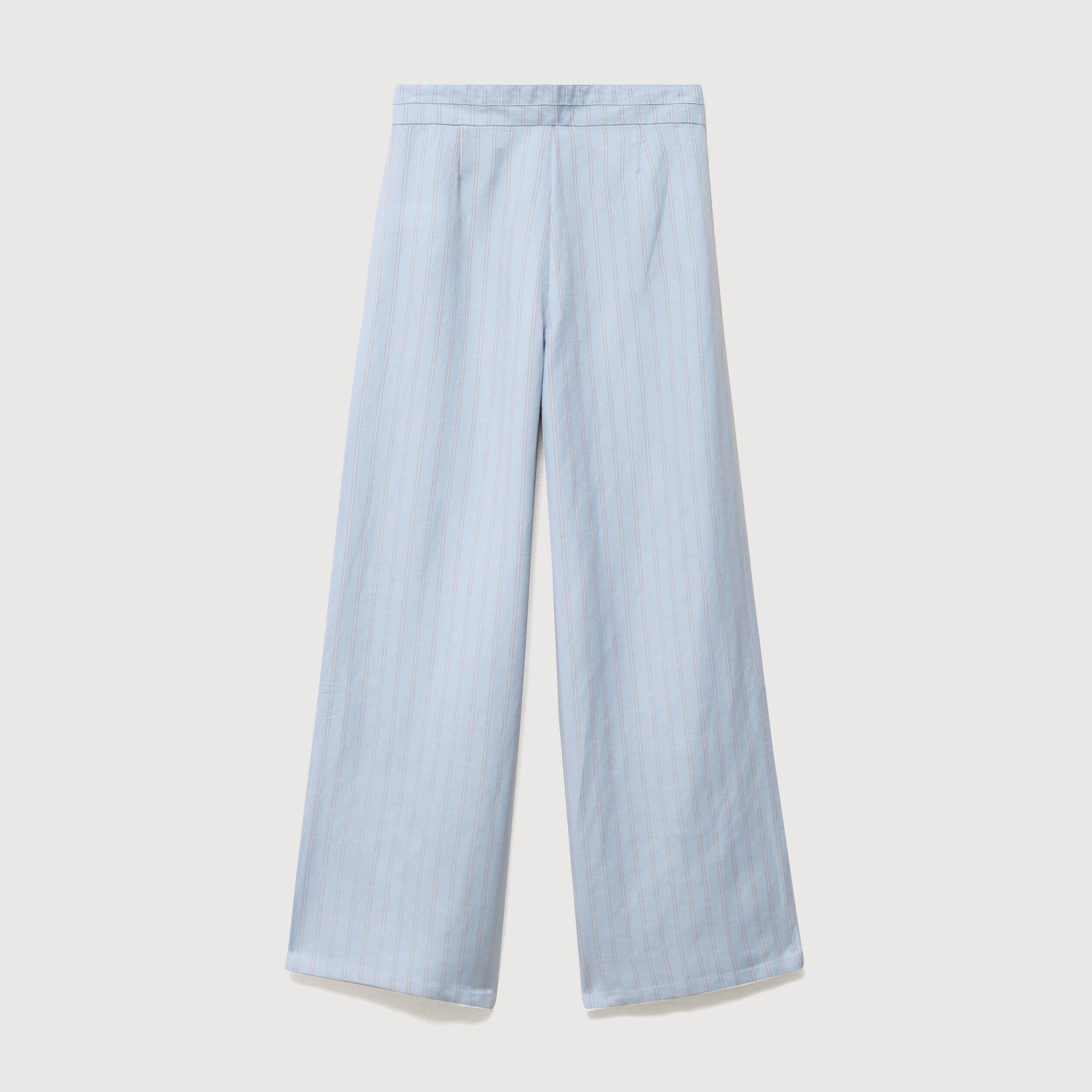 Pantalon large taille haute ceinture bleu ciel femme