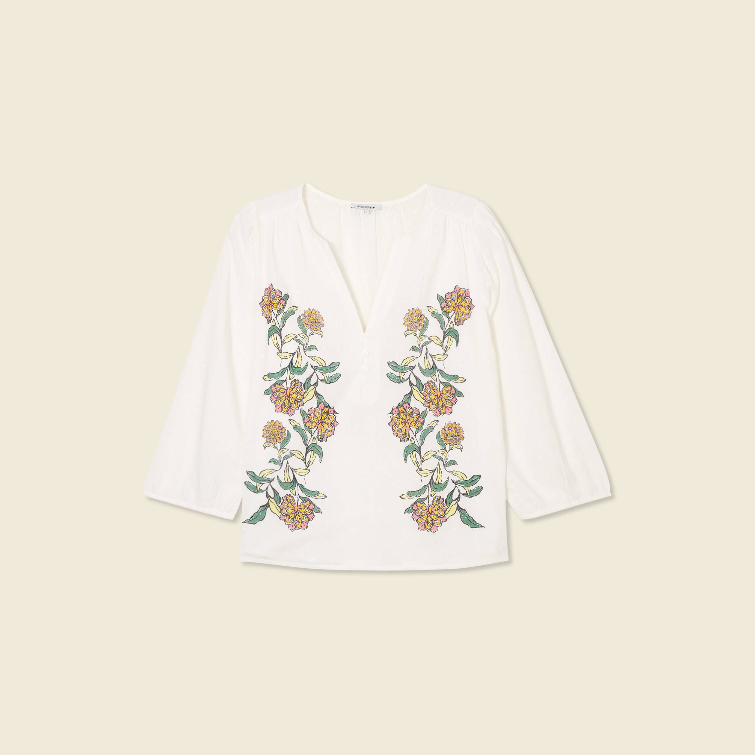 Blouse manches 3/4 blanc femme