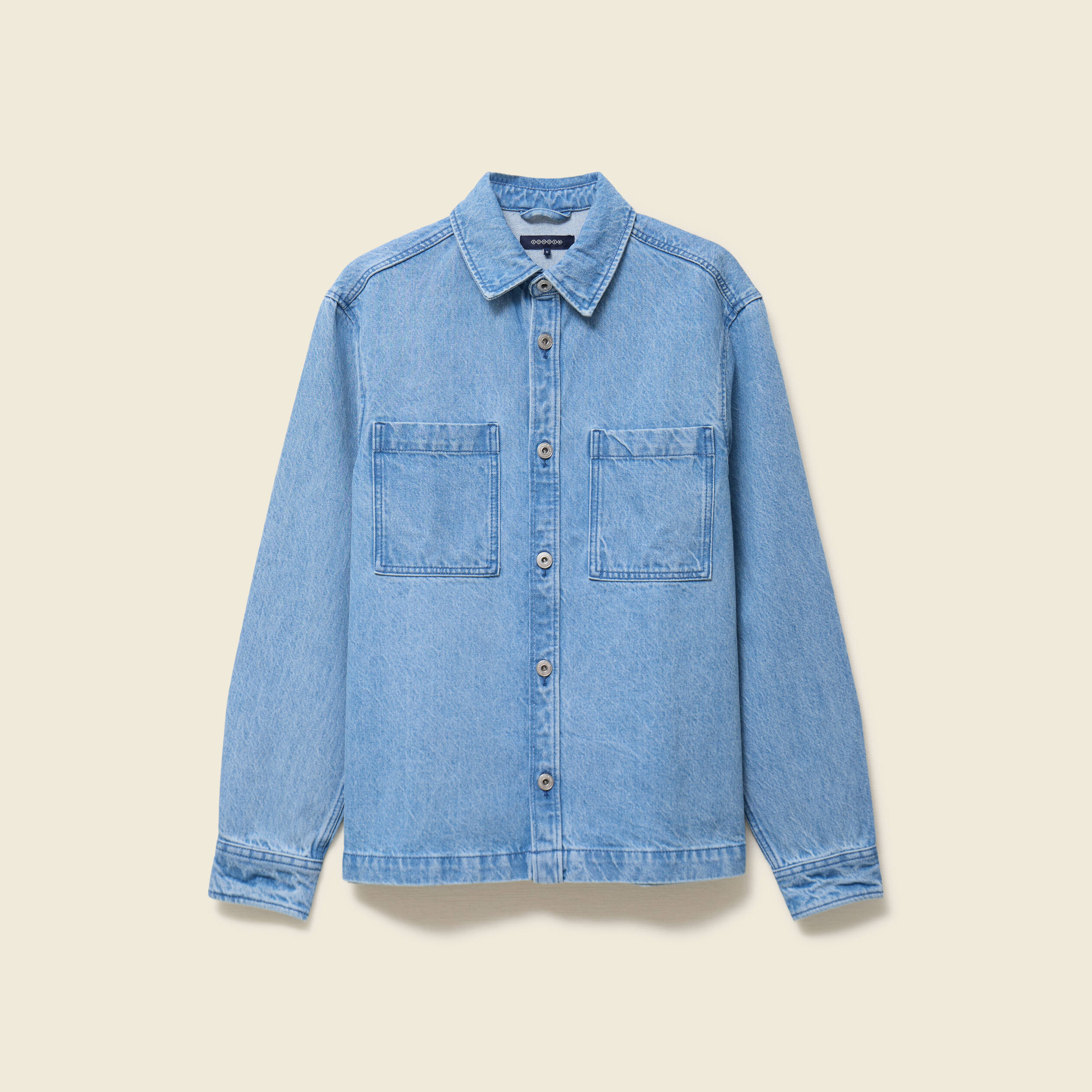 Surchemise en jeans coton coupe droite denim bleach homme