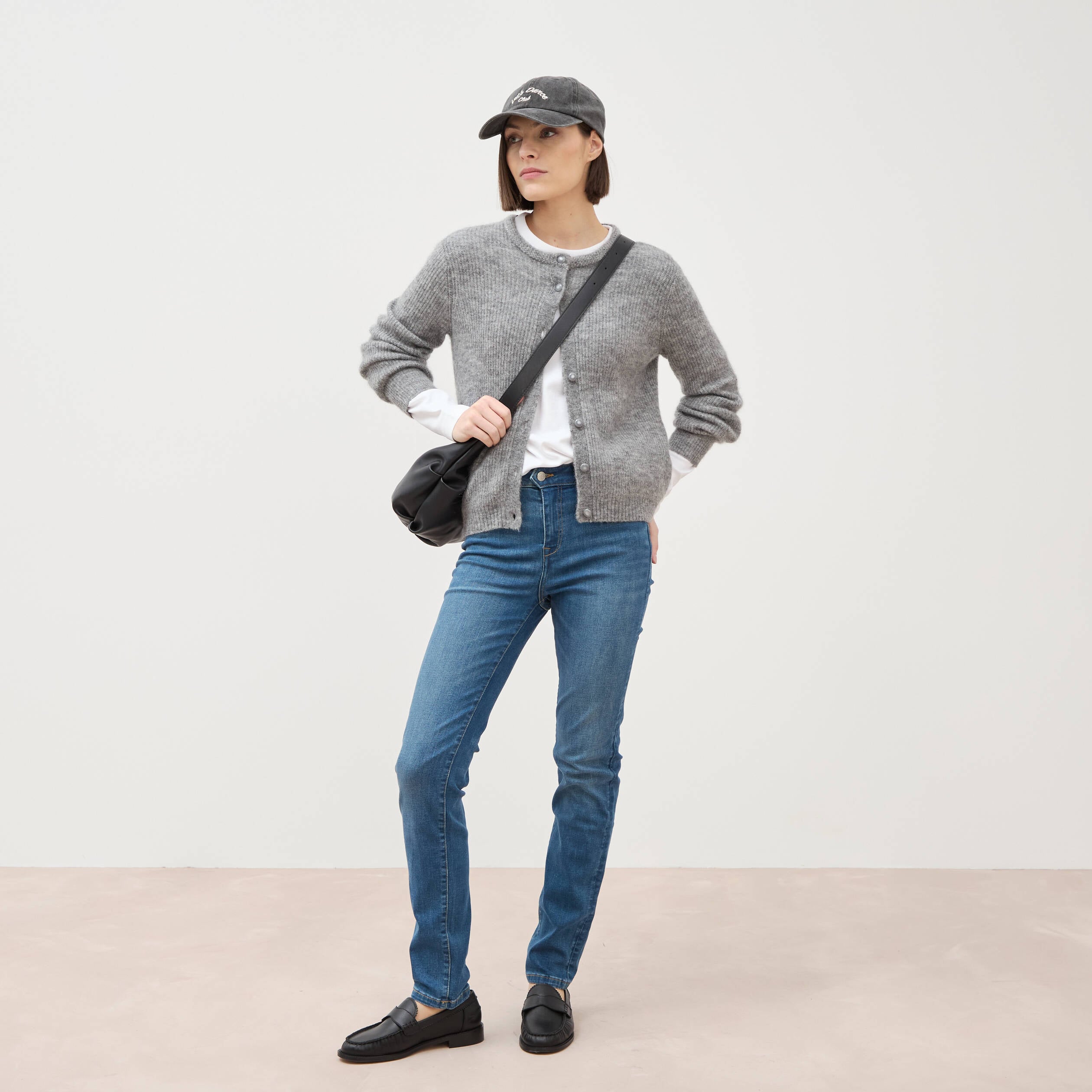 Jeans slim taille haute denim stone femme