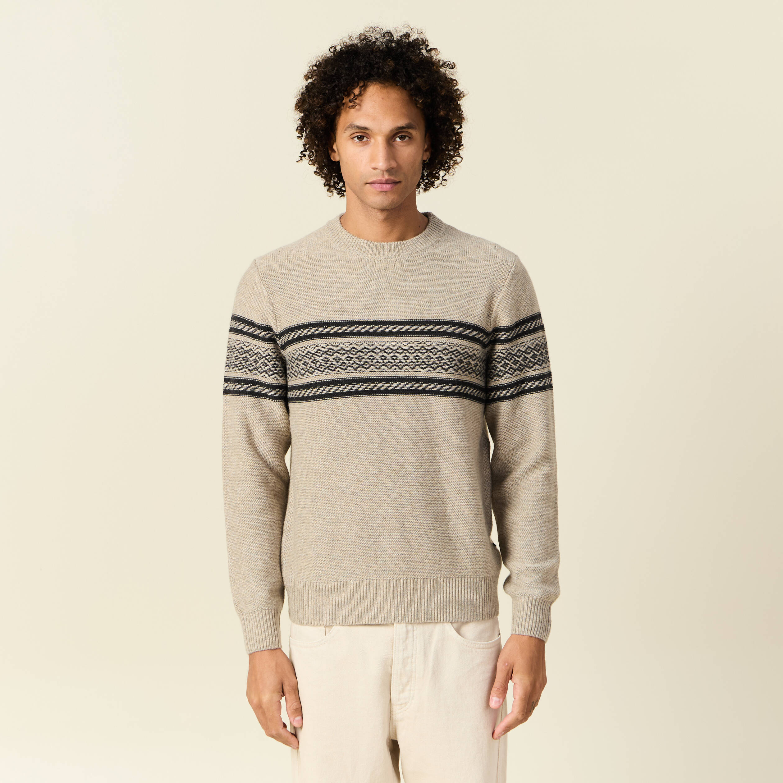 pull manches longues beige homme Pull manches longues beige homme
