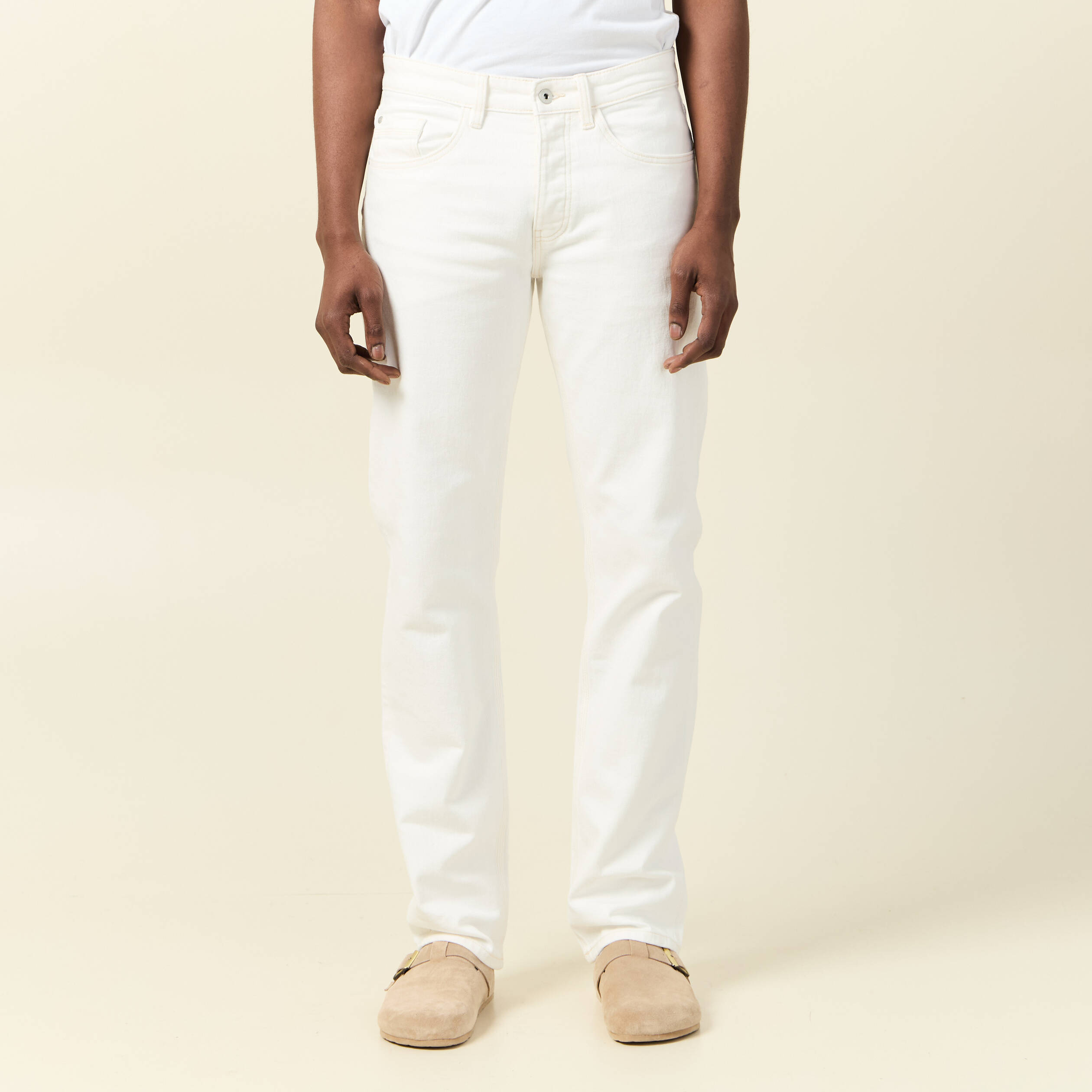 Jeans regular longueur 34 denim blanc homme