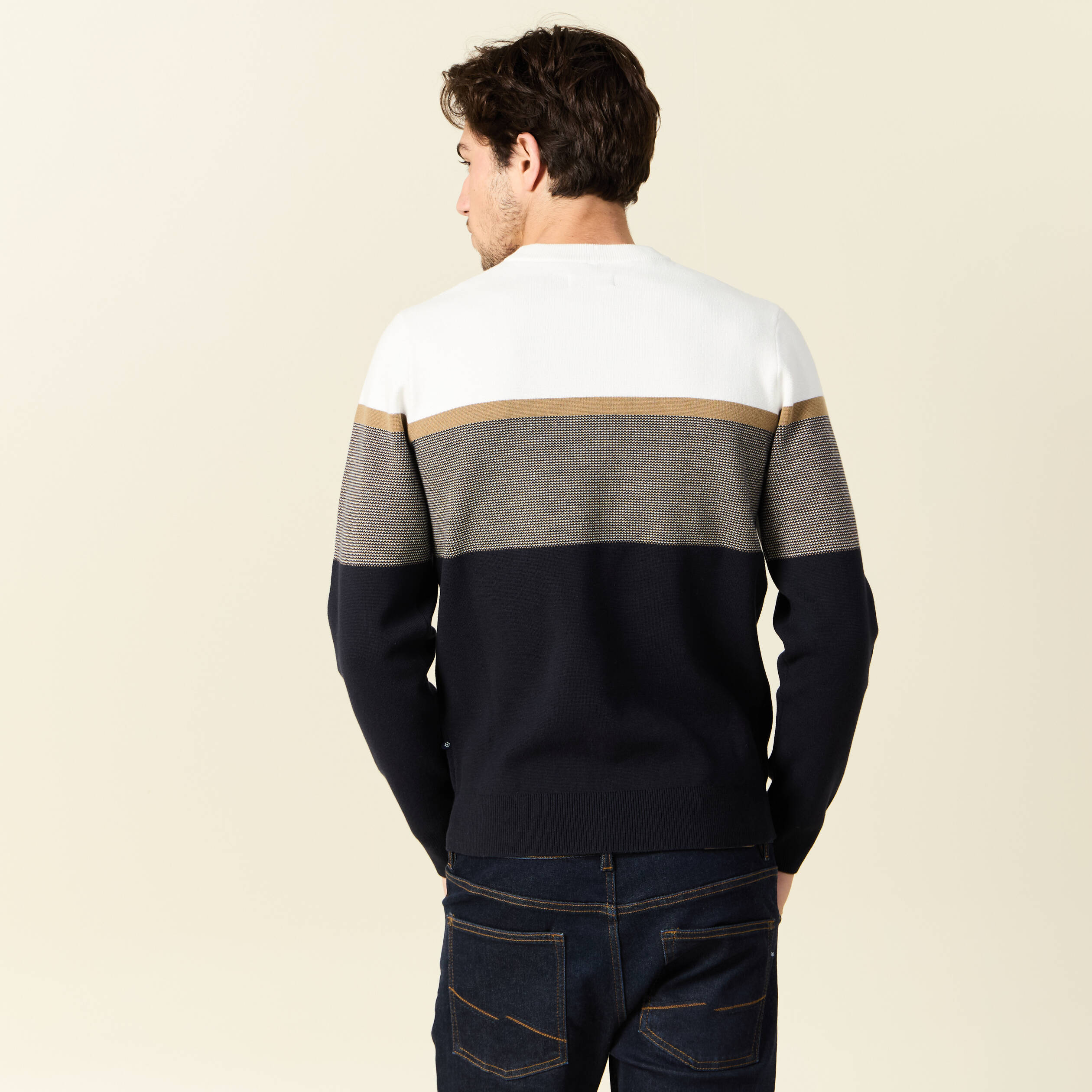 Pull manches longues bleu marine homme