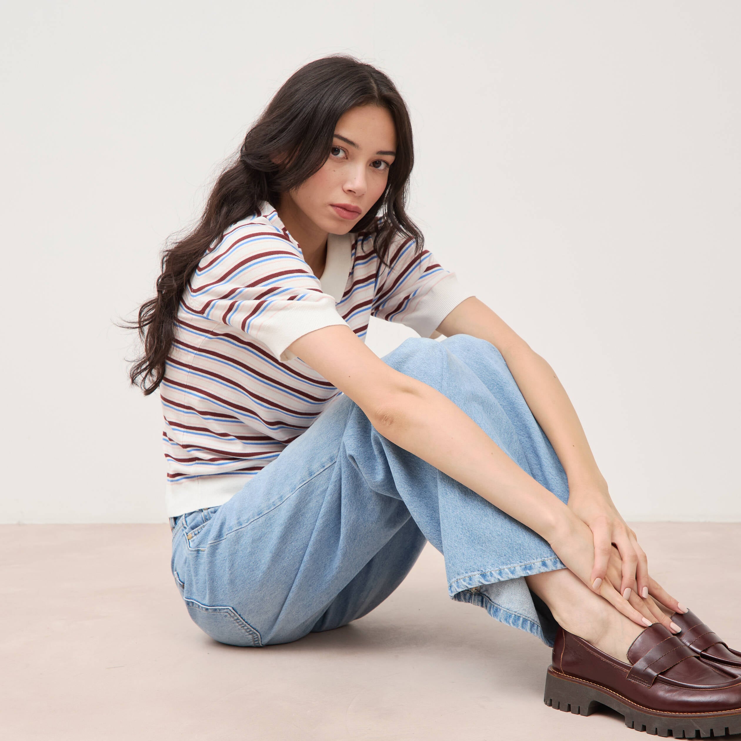 Polo manches courtes ecru femme