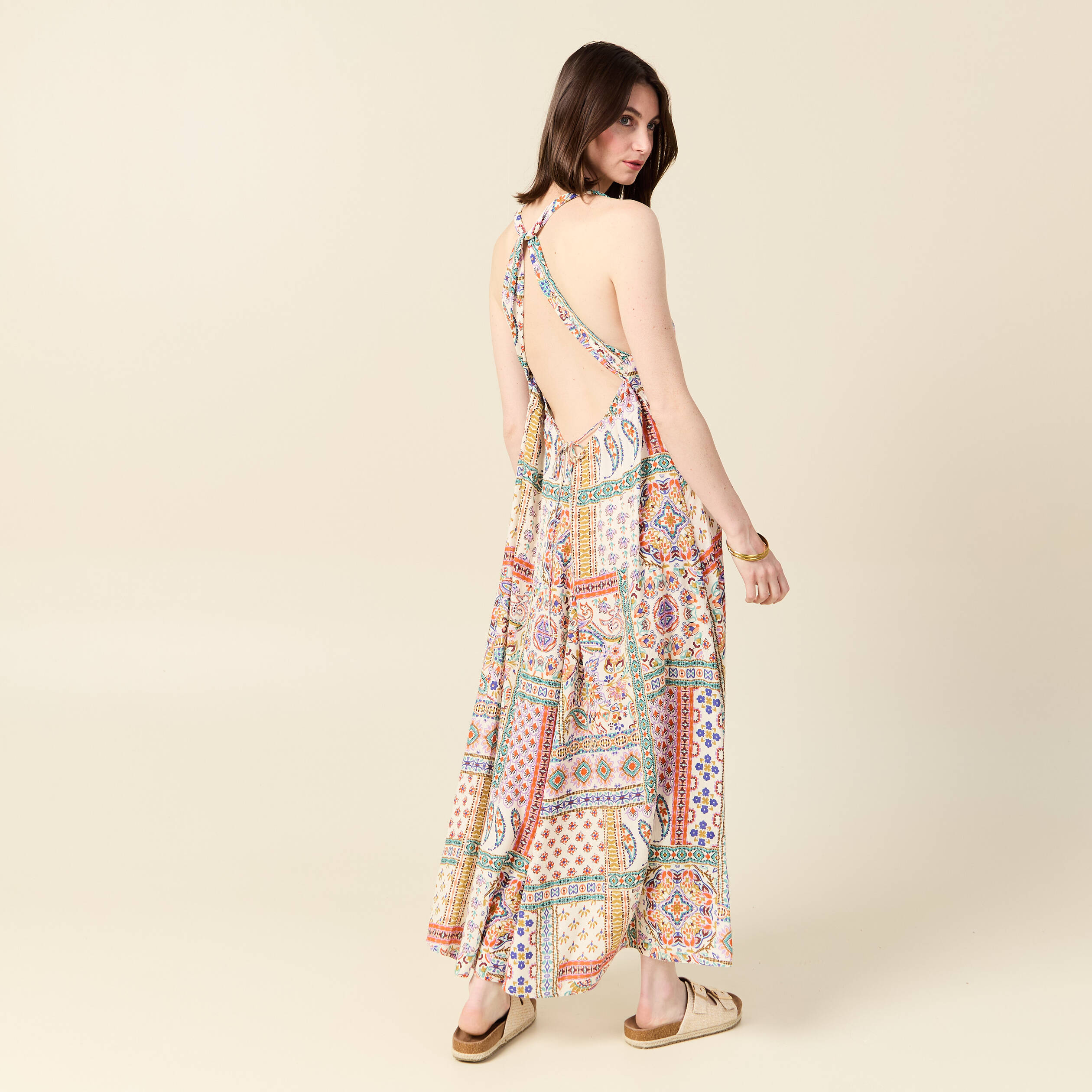 robe longue evasee fluide blanc femme Robe longue évasée fluide blanc femme