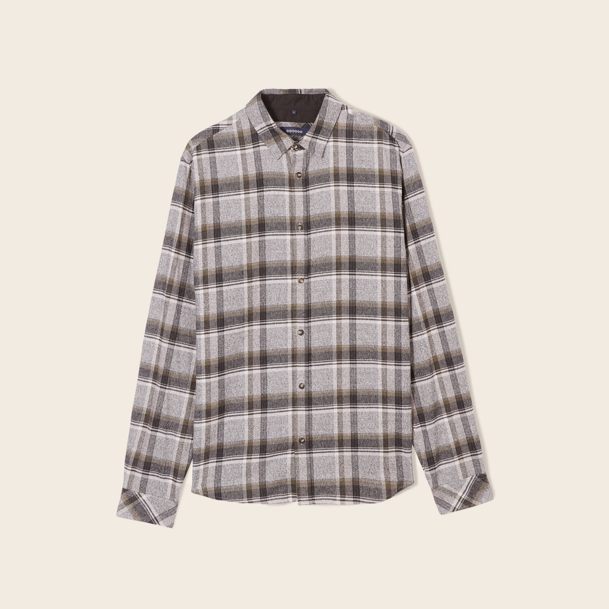 Chemise manches longues vert kaki homme