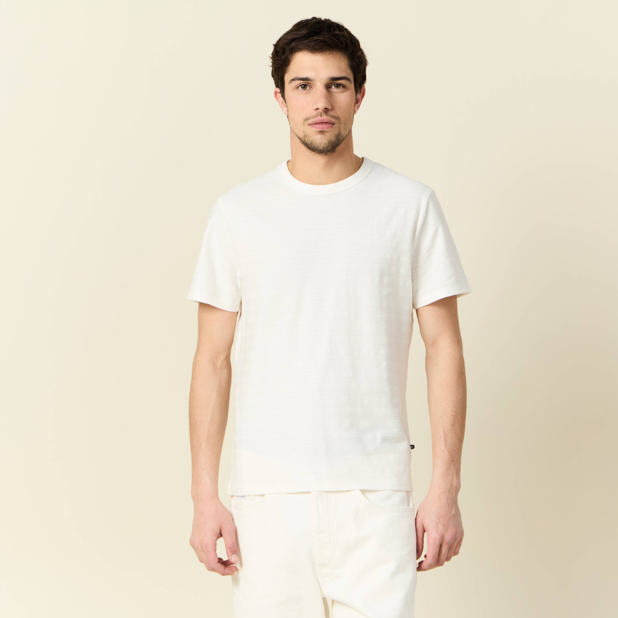 T-shirt manches courtes ecru homme
