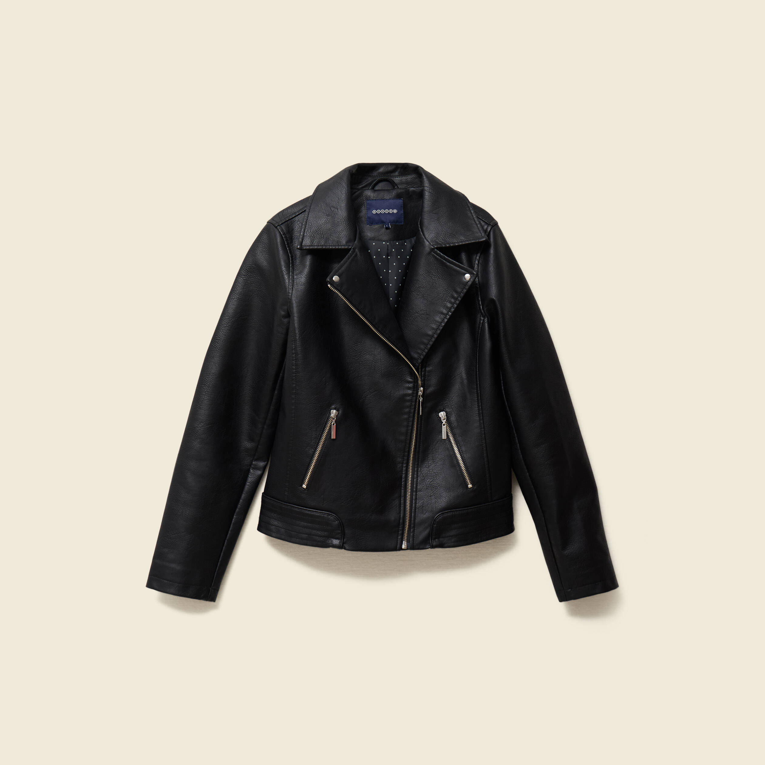 Blouson biker simili cuir noir femme