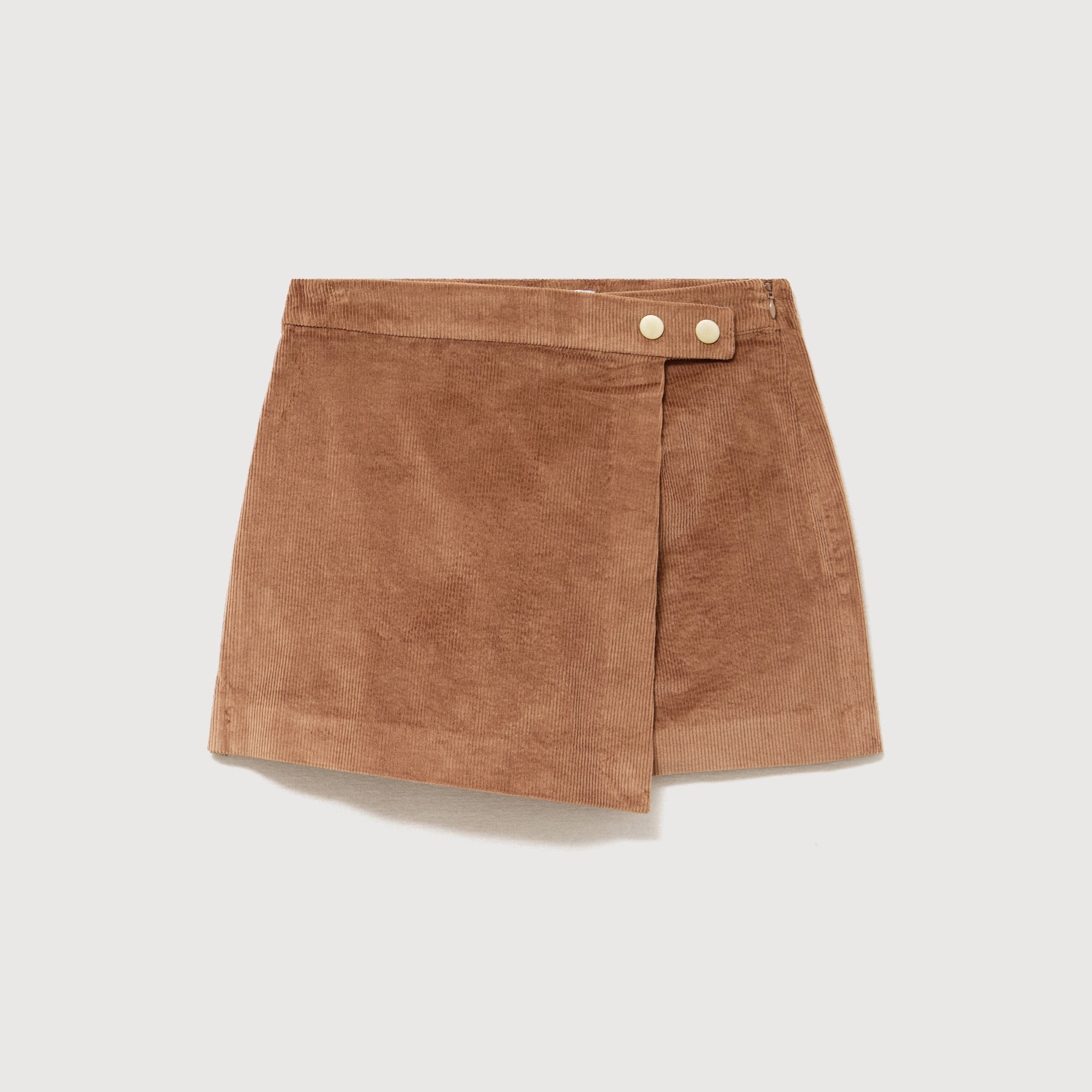 Jupe-short taille haute en velours vieux rose femme