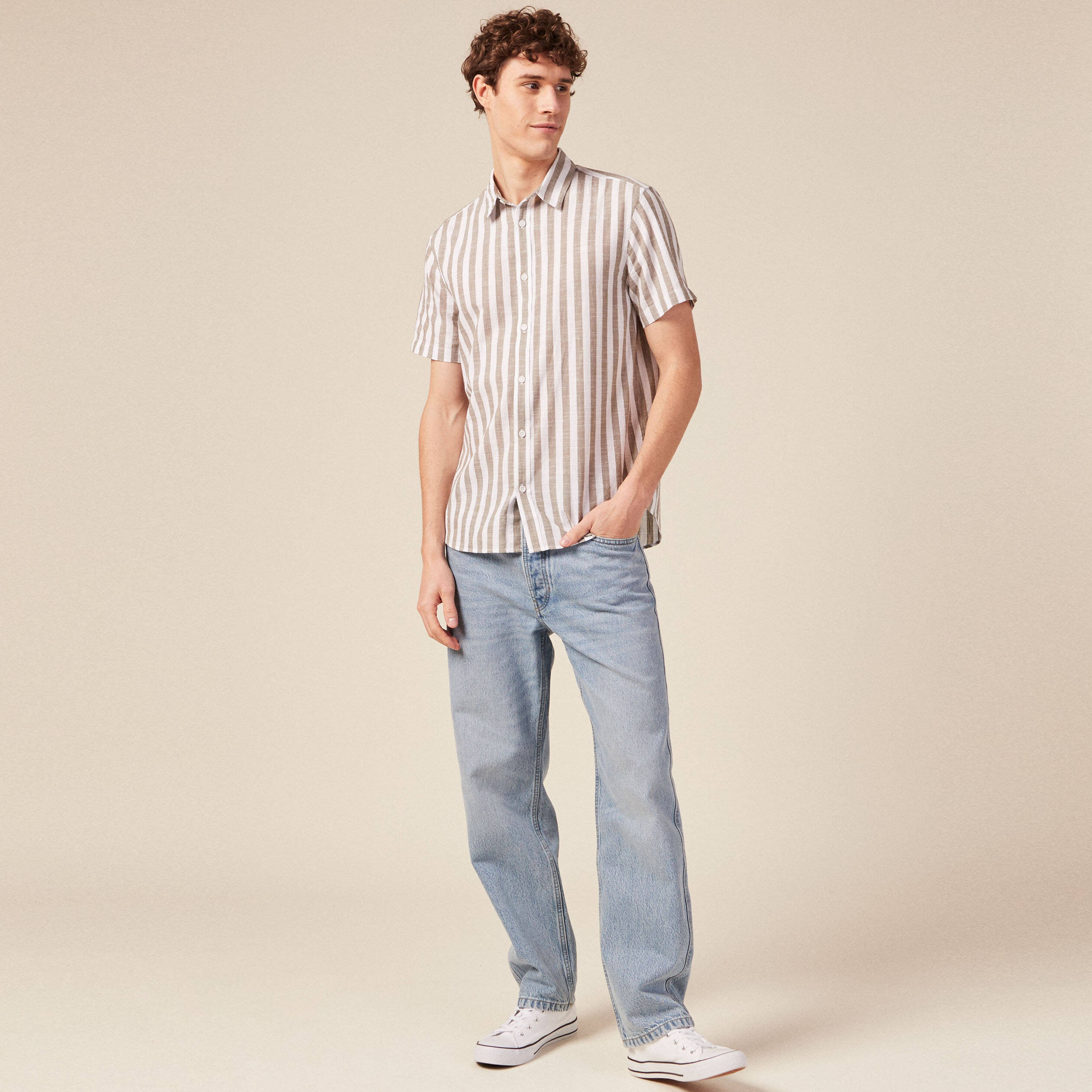 chemise manches courtes vert kaki homme Chemise manches courtes vert kaki homme
