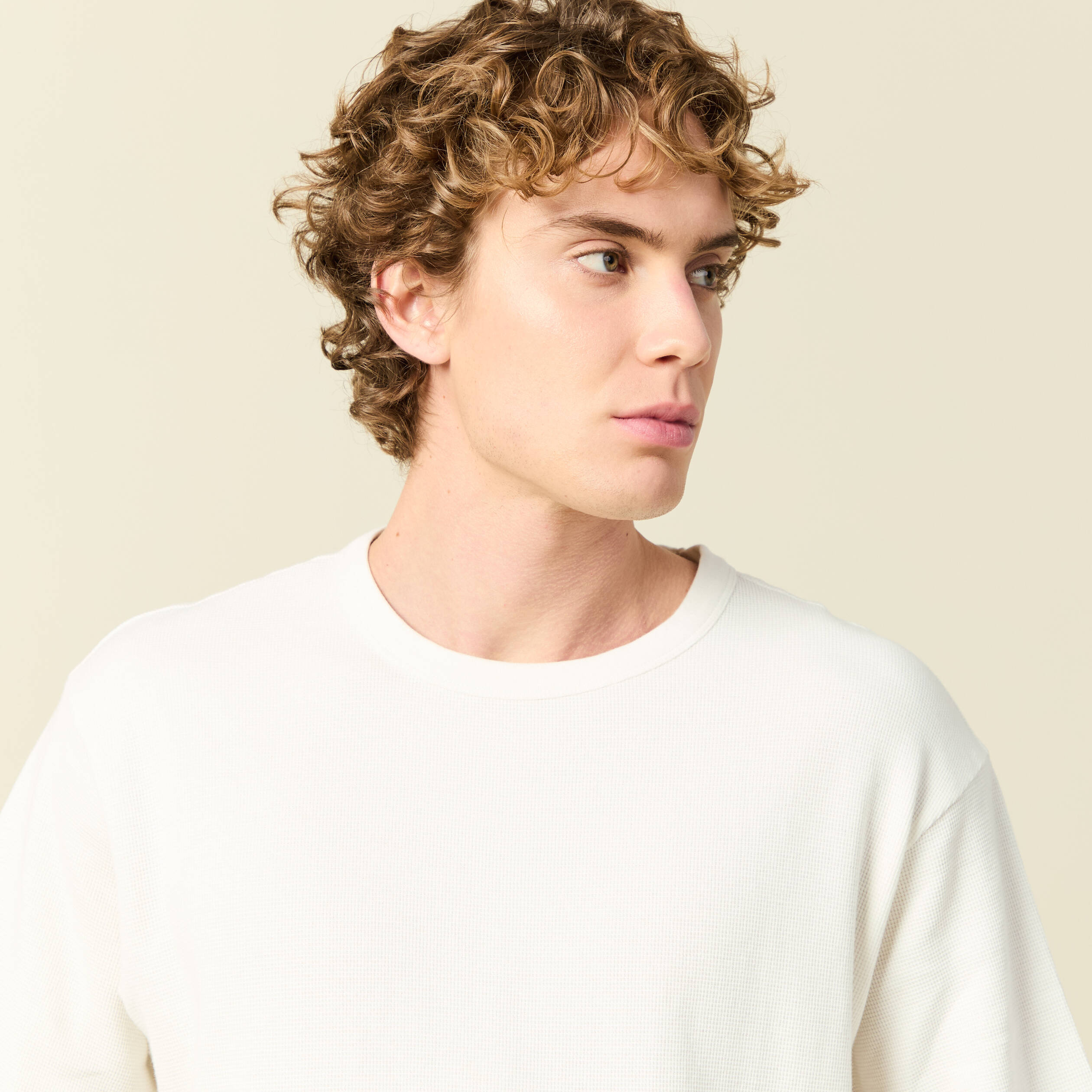 T-shirt ample en coton manches courtes ecru homme