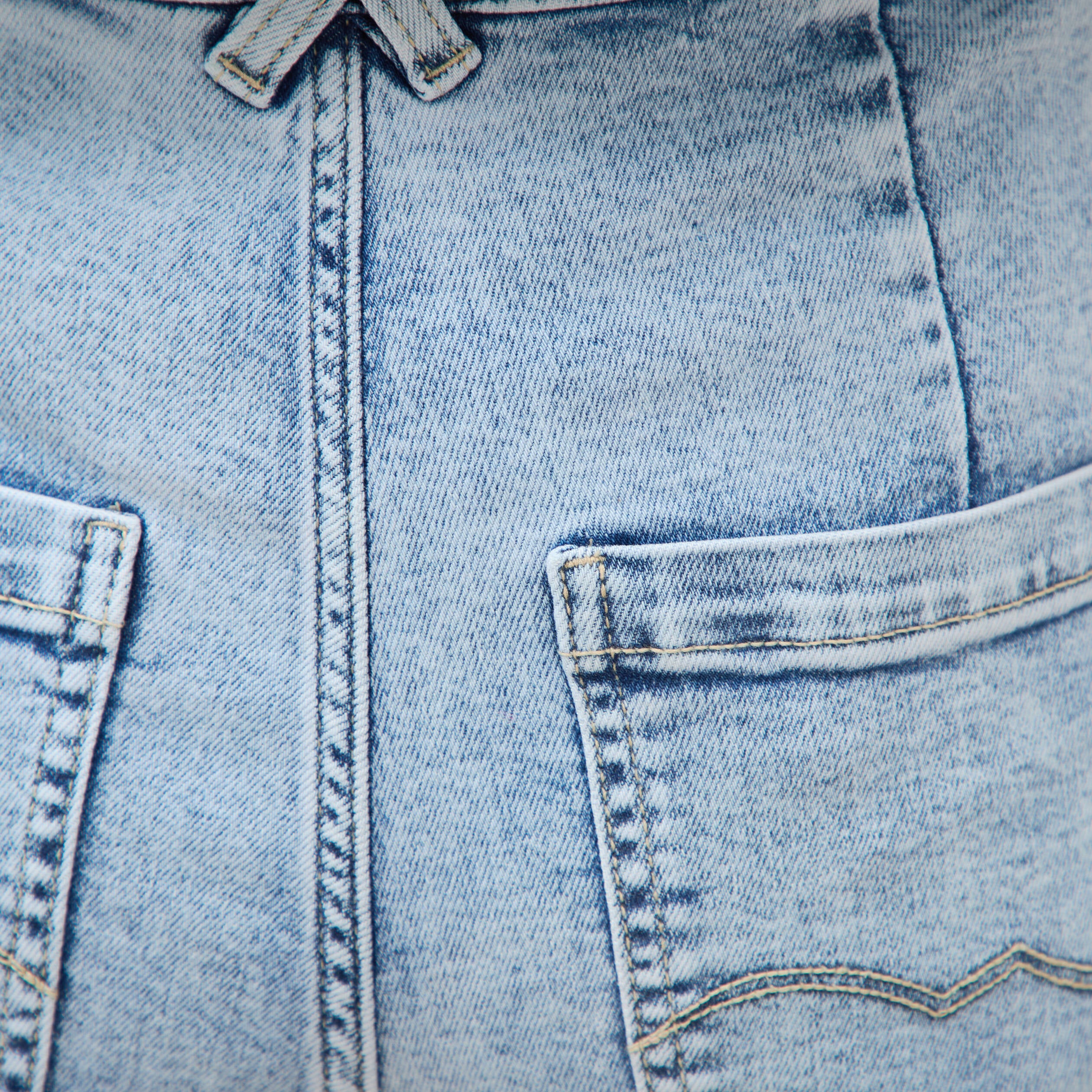 Jeans large taille haute denim bleach femme