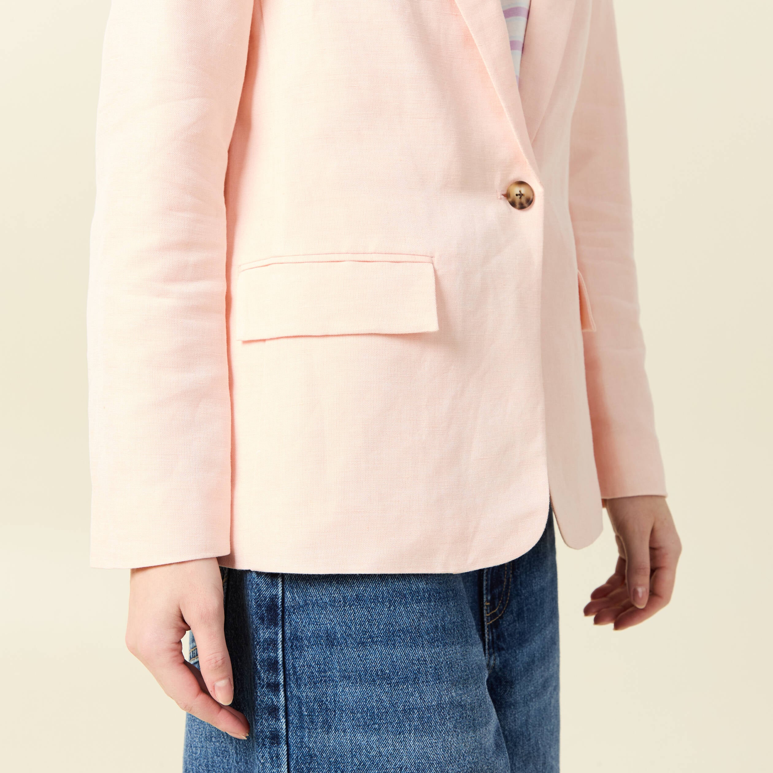 Veste blazer manches longues rose champagne femme