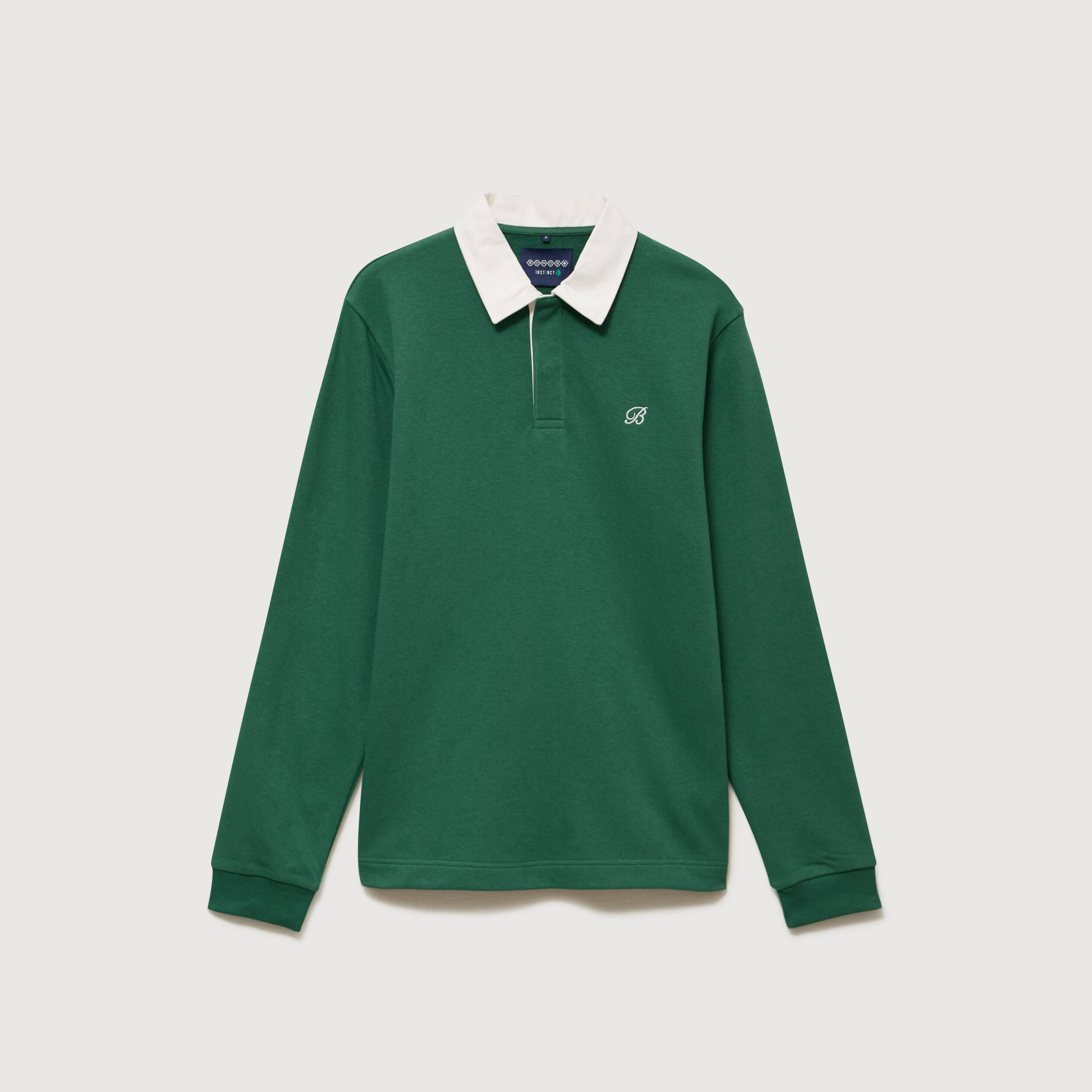 Polo manches longues broderie vert homme