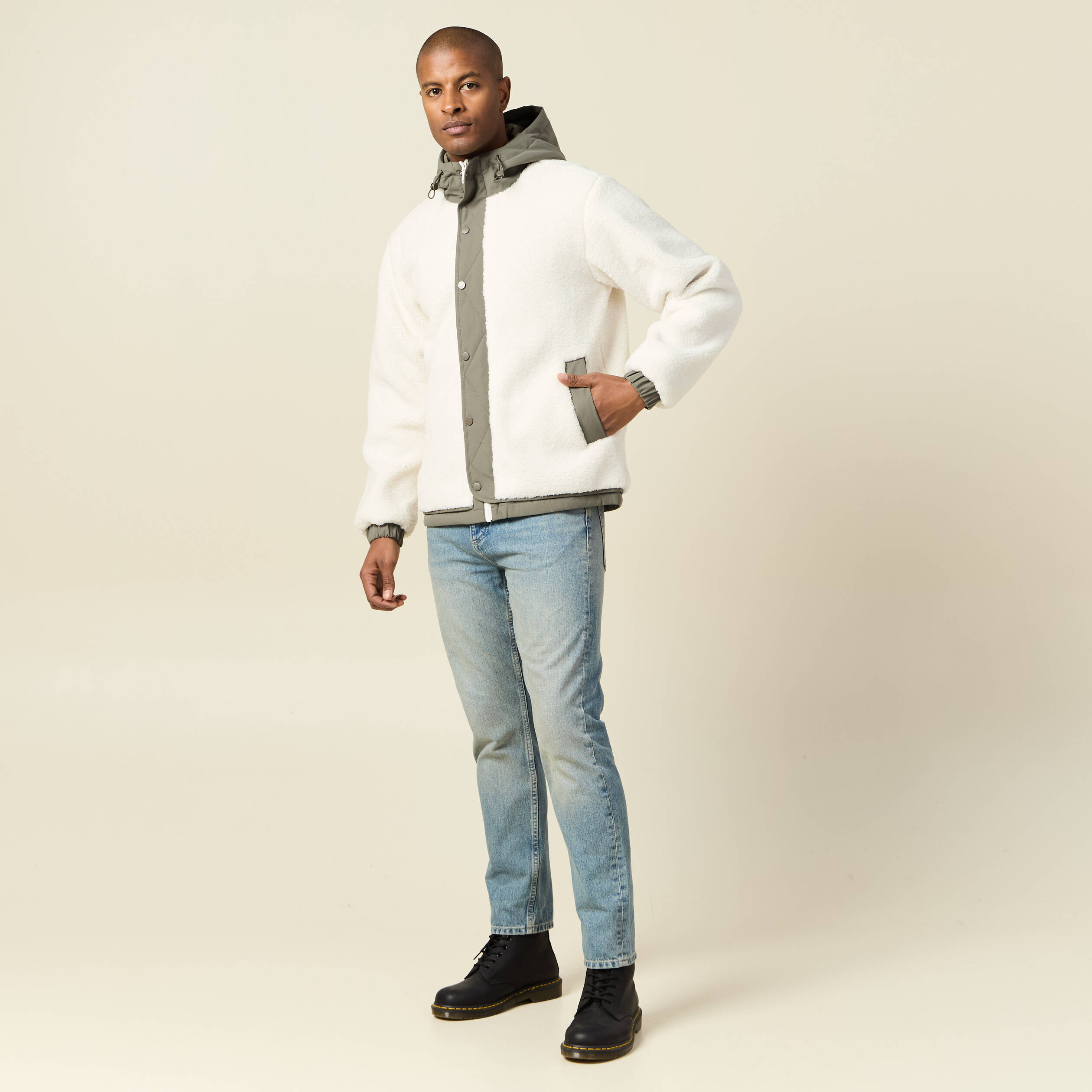 blouson a capuche ecru homme Blouson à capuche ecru homme