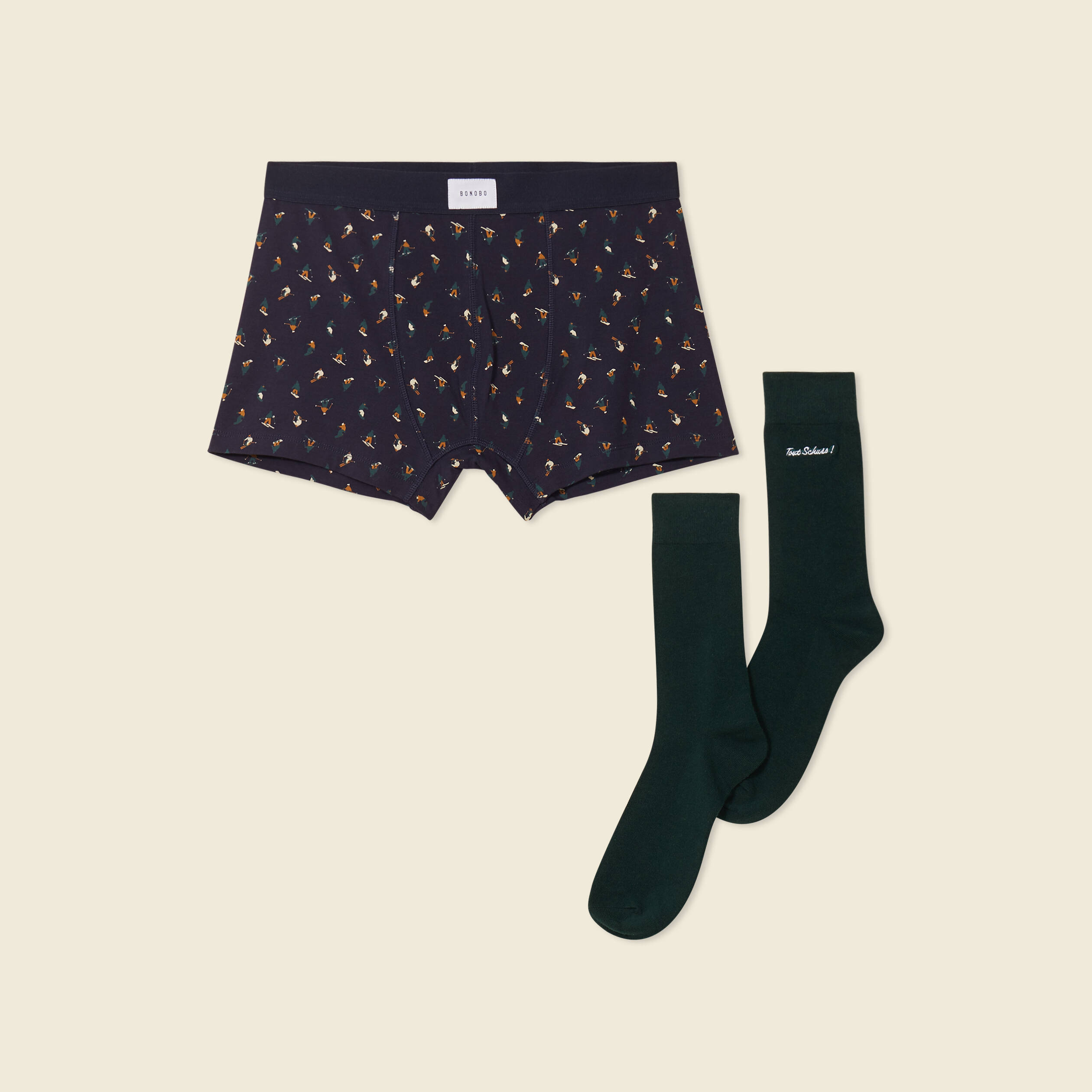 ensemble boxer et chaussettes vert fonce homme Ensemble boxer et chaussettes vert foncé homme