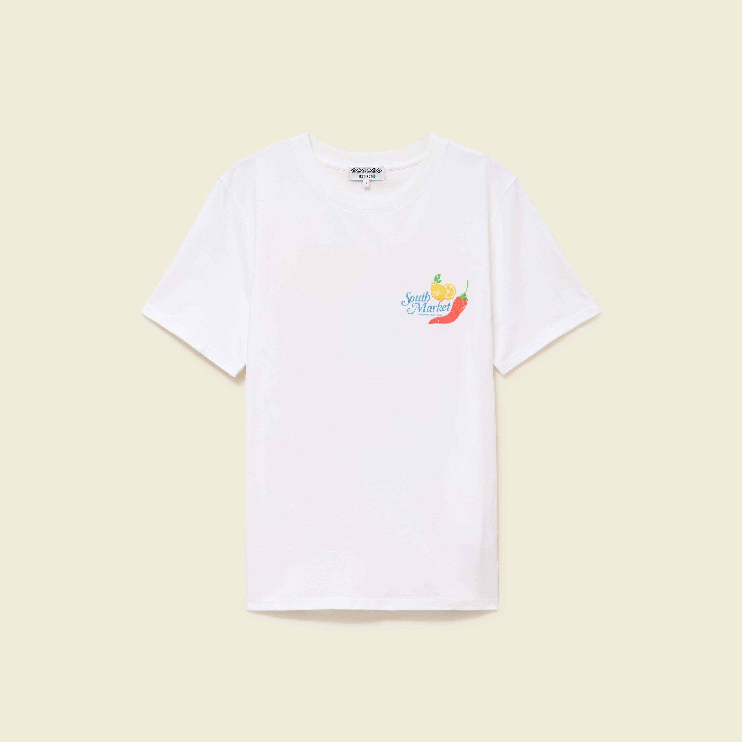 T-shirt en coton manches courtes blanc femme