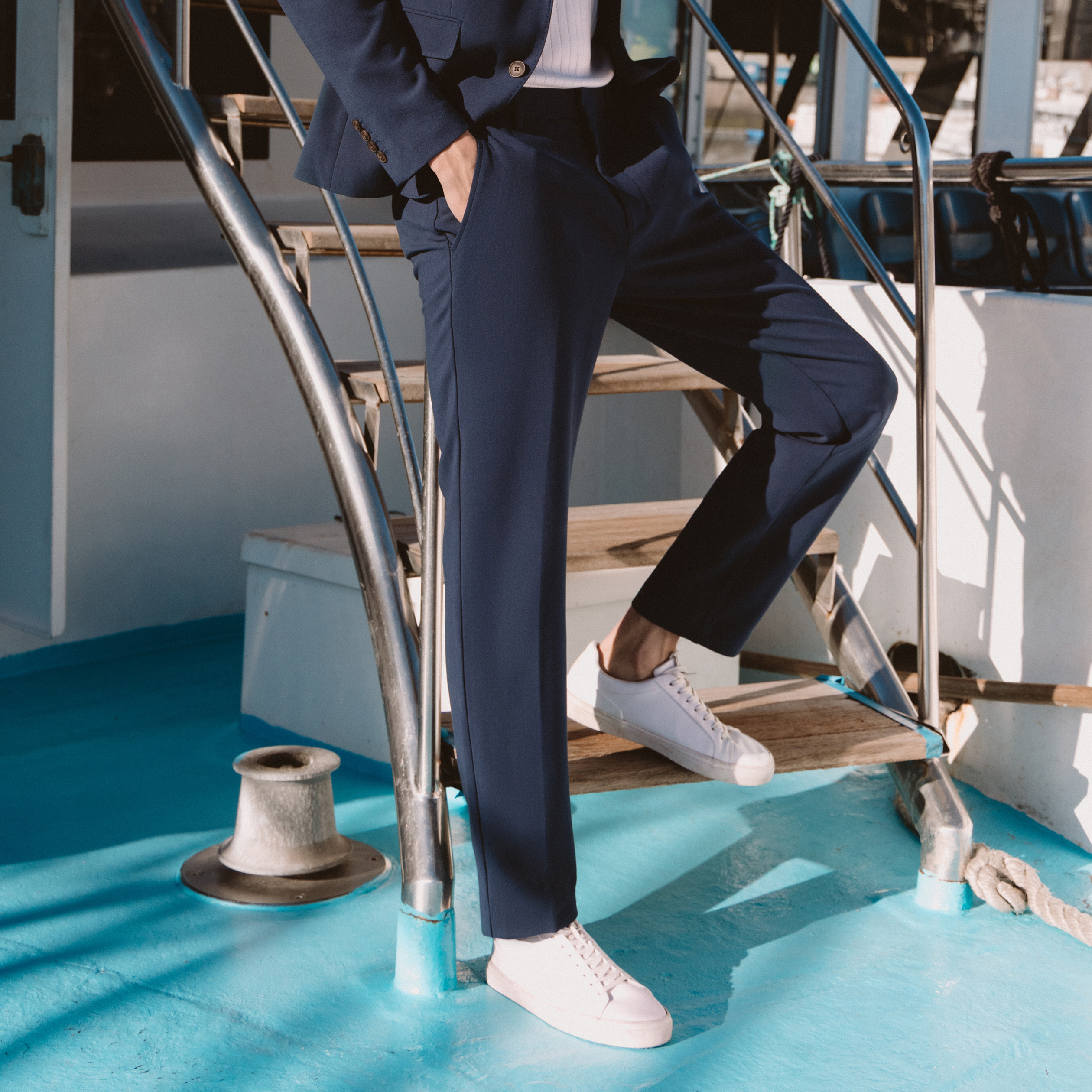 Pantalon slim cigarette bleu marine homme