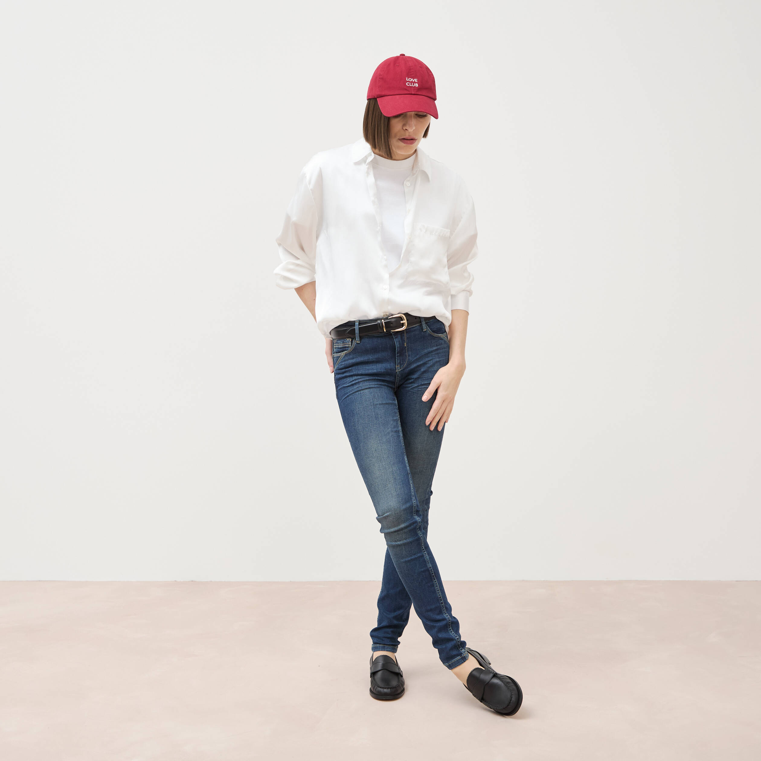 Jeans skinny push-up taille standard denim brut femme