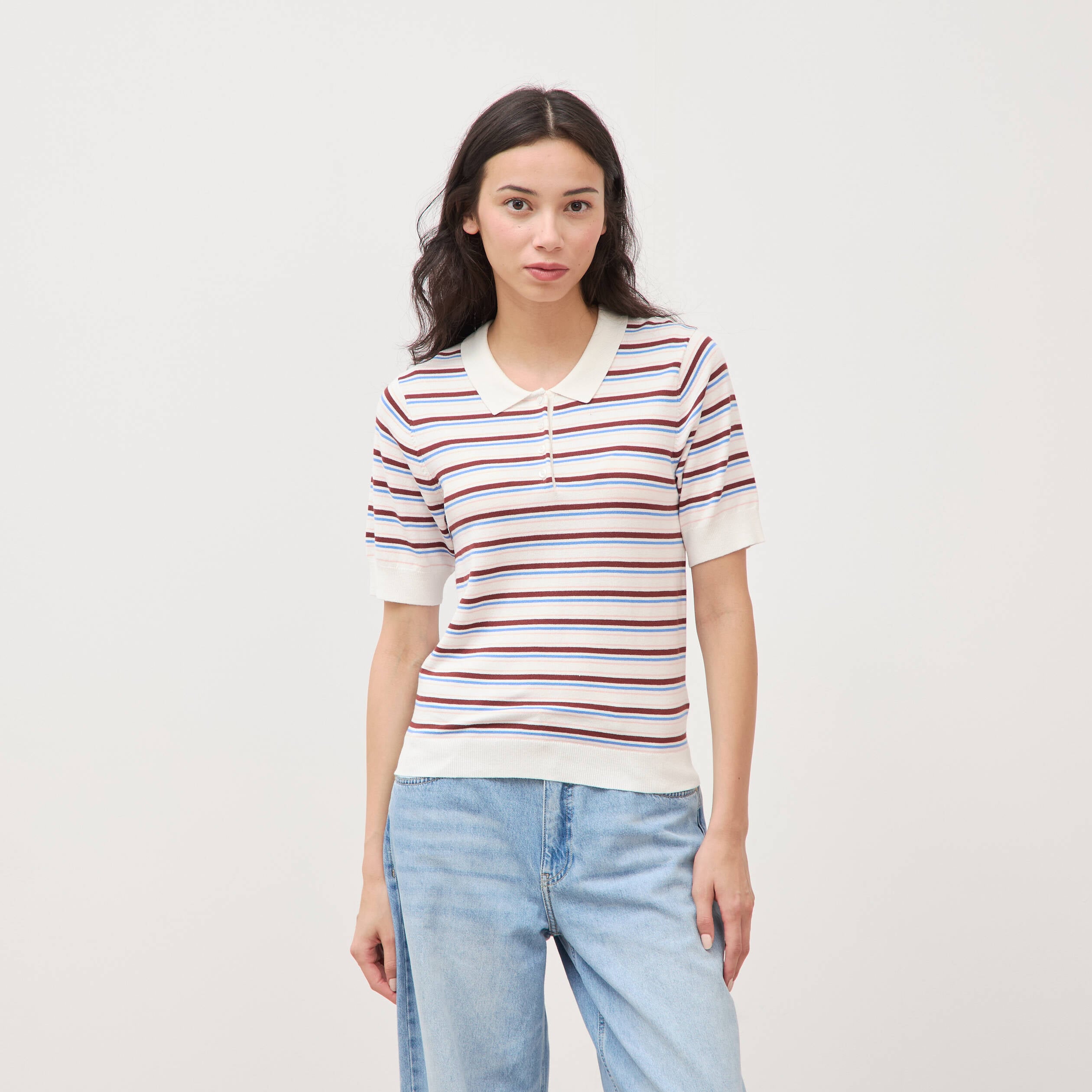 Polo manches courtes ecru femme