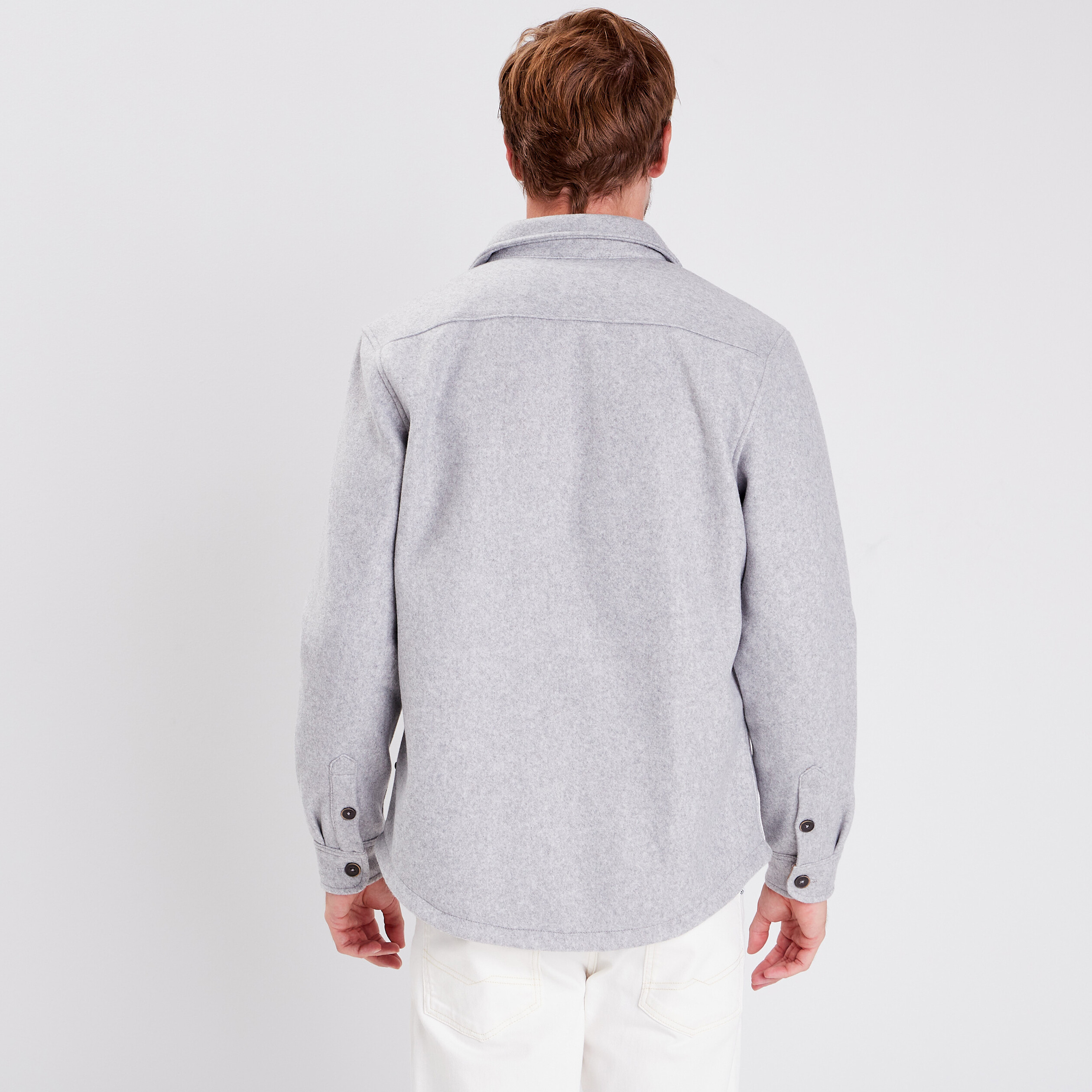 Surchemise manches longues doubl&eacute;e gris fonc&eacute; homme