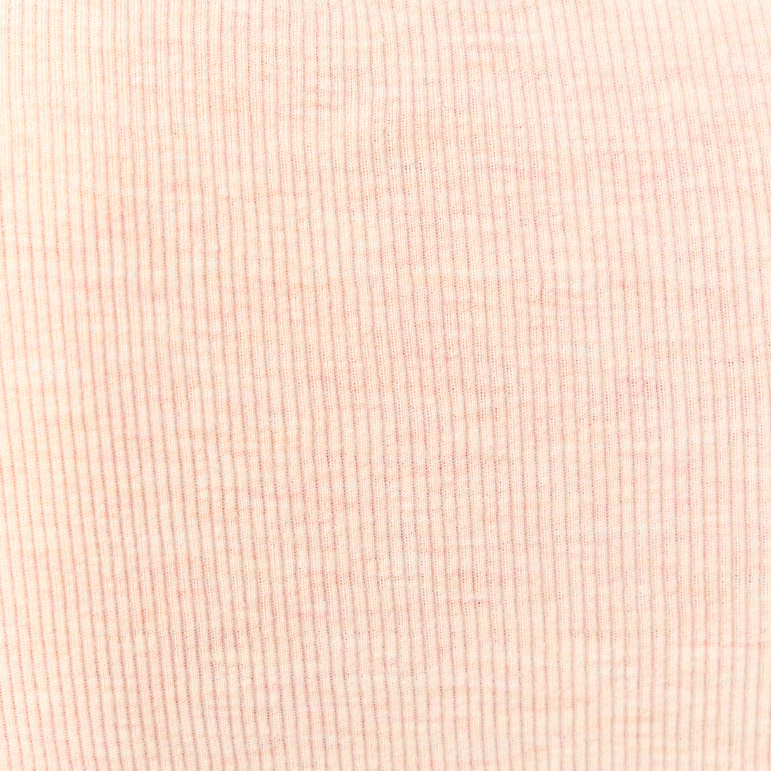 T-shirt cintr&eacute; manches longues col rond rose champagne femme
