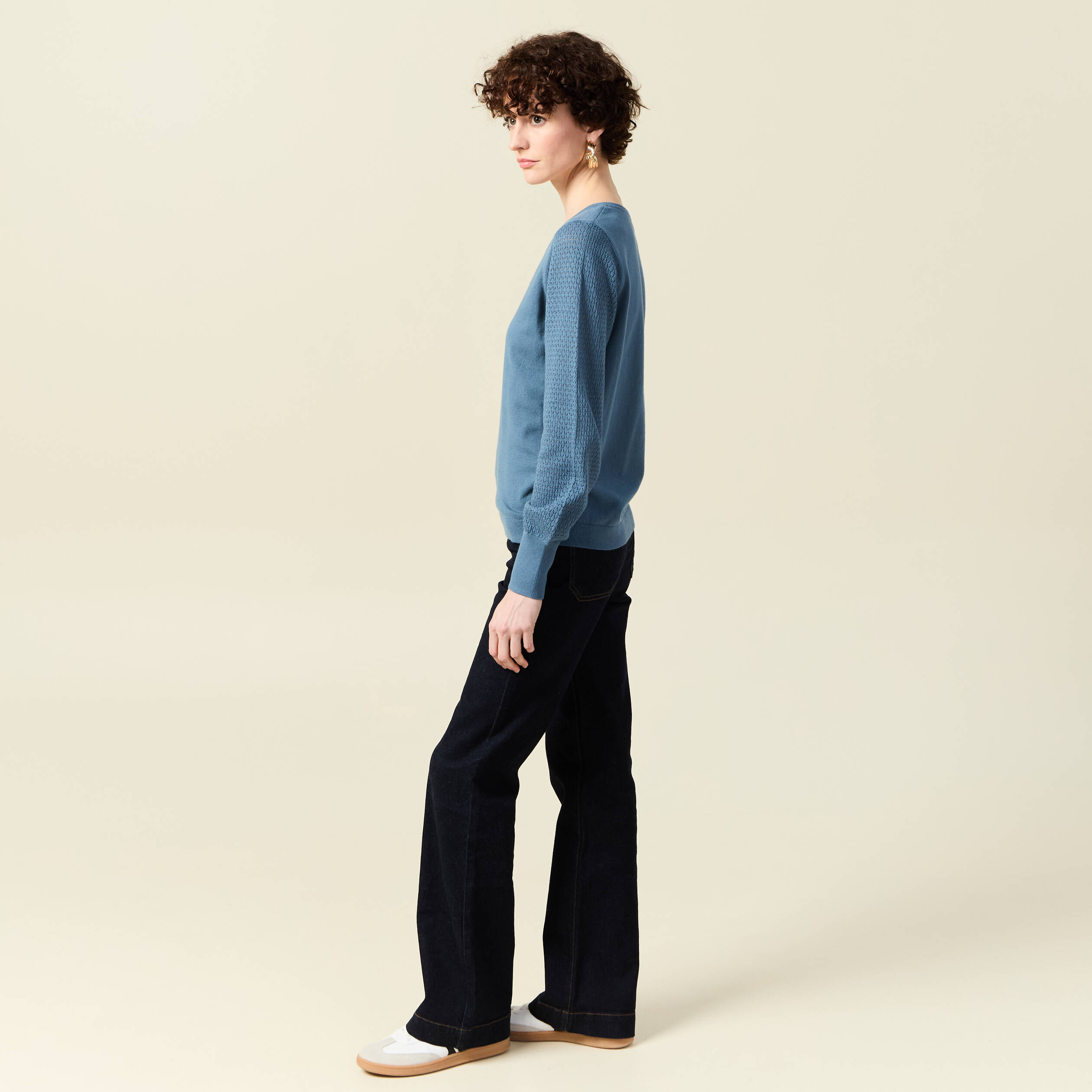 Pull manches longues bleu clair femme