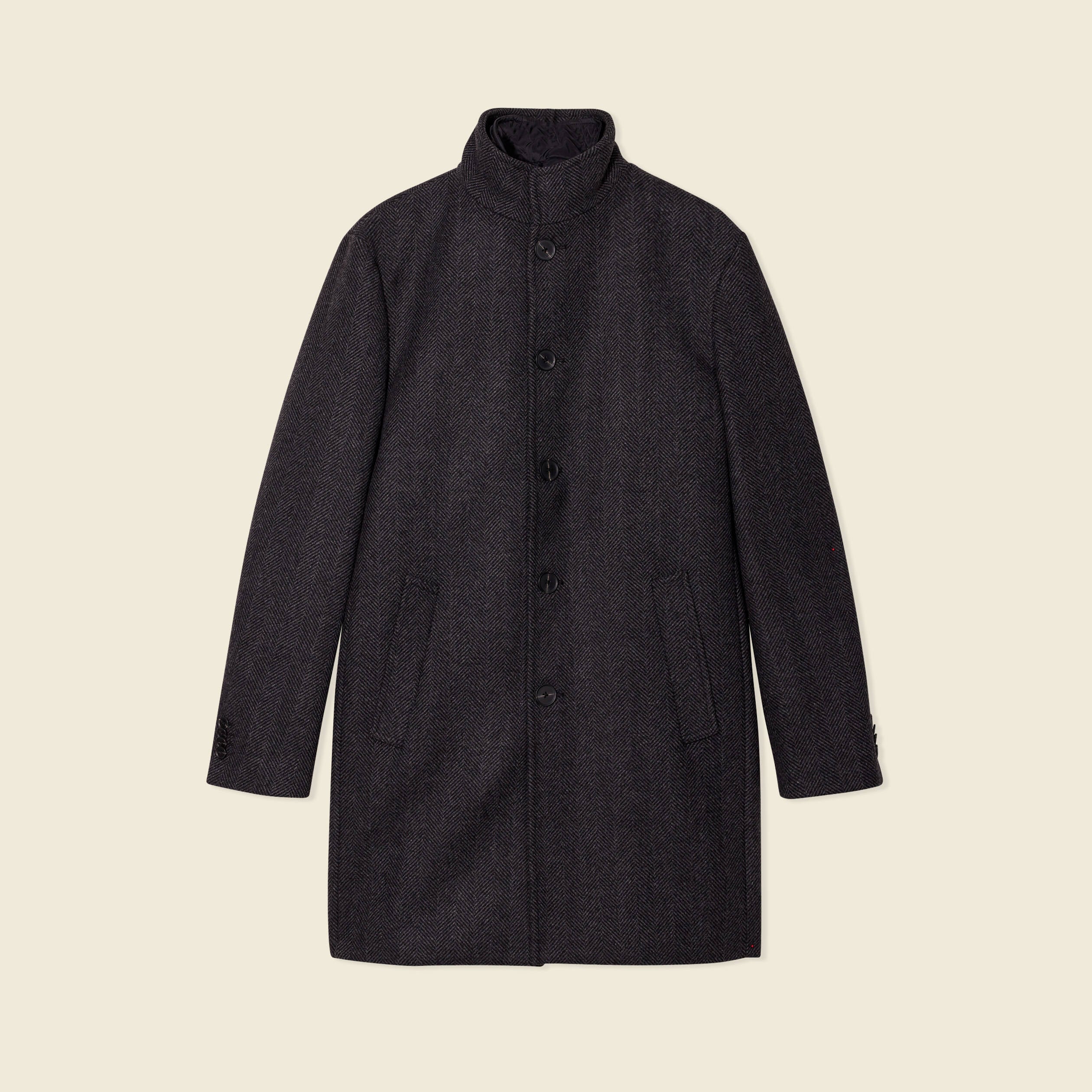 Manteau ajust&eacute; boutonn&eacute; gris fonc&eacute; homme