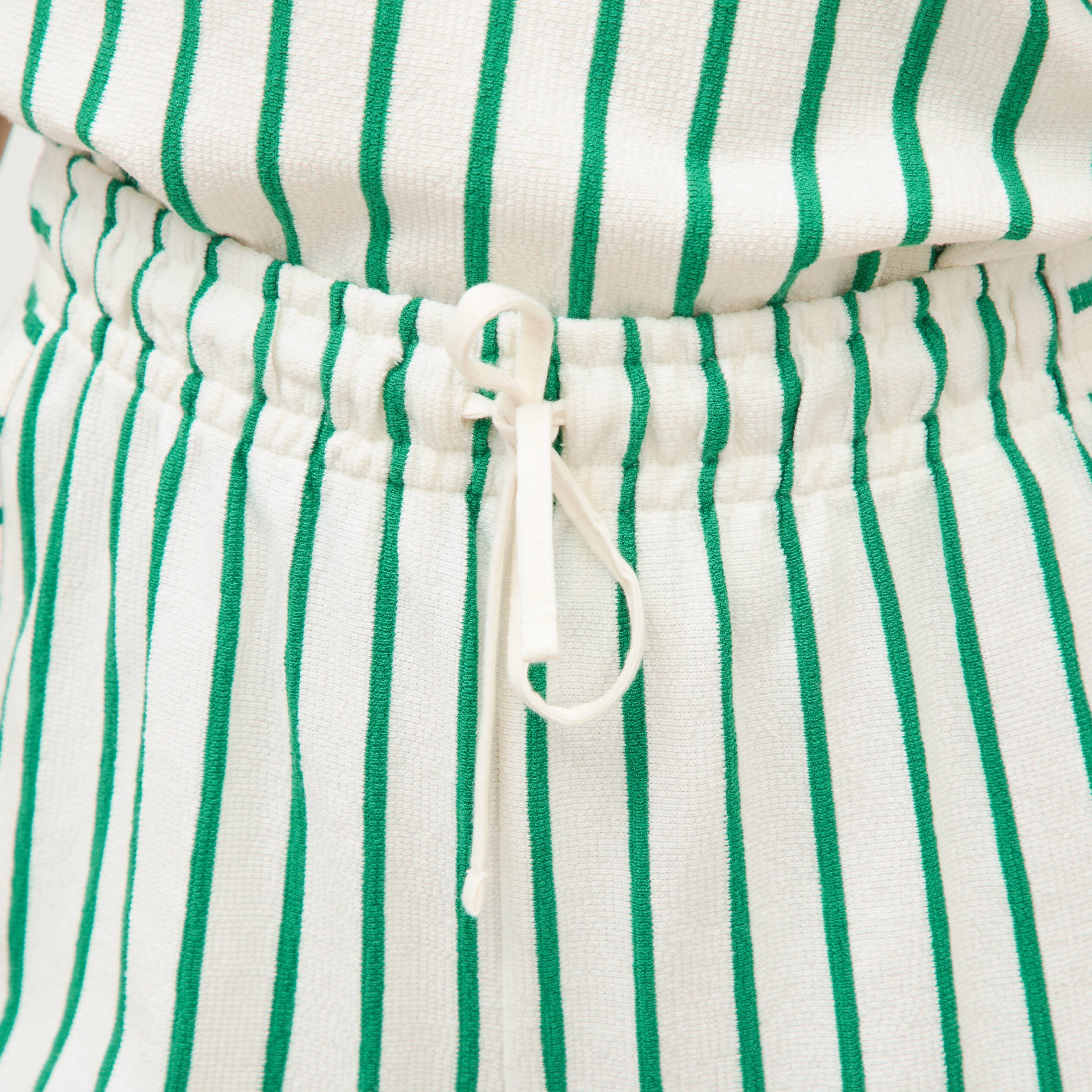 Short taille haute en maille ray&eacute;e vert femme