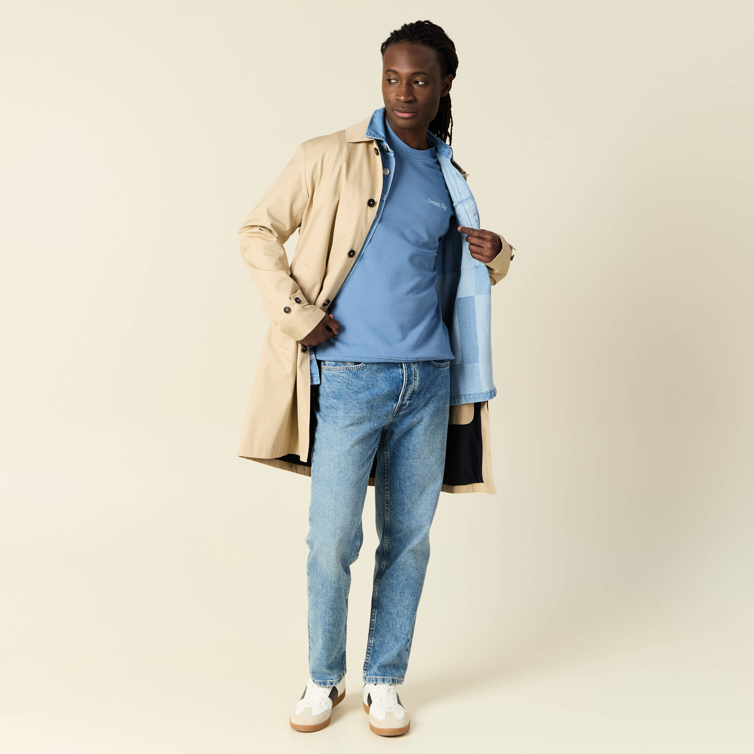 Sweat manches longues bleu gris homme