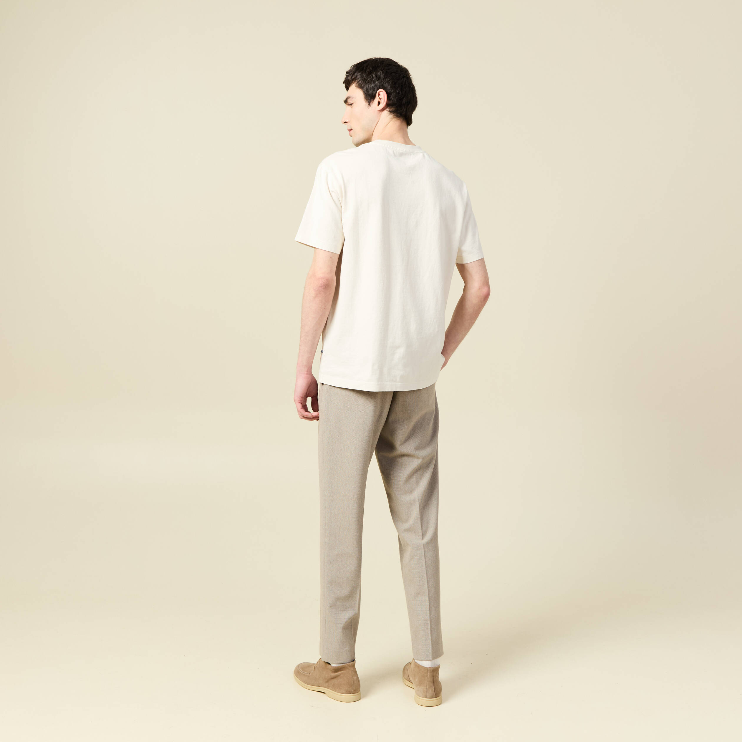 T-shirt ample en coton manches courtes ecru homme