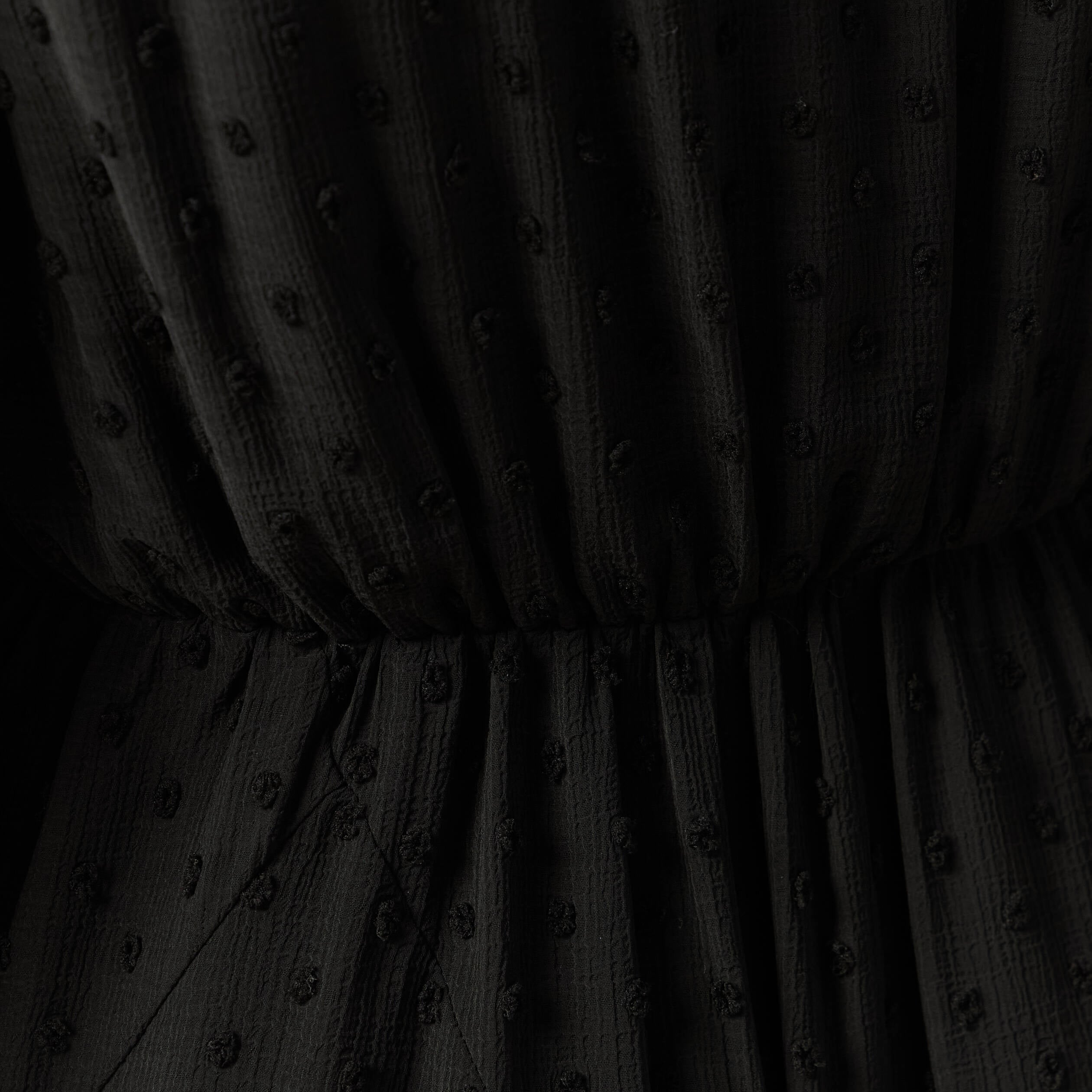Robe fluide col v manches longues noir femme