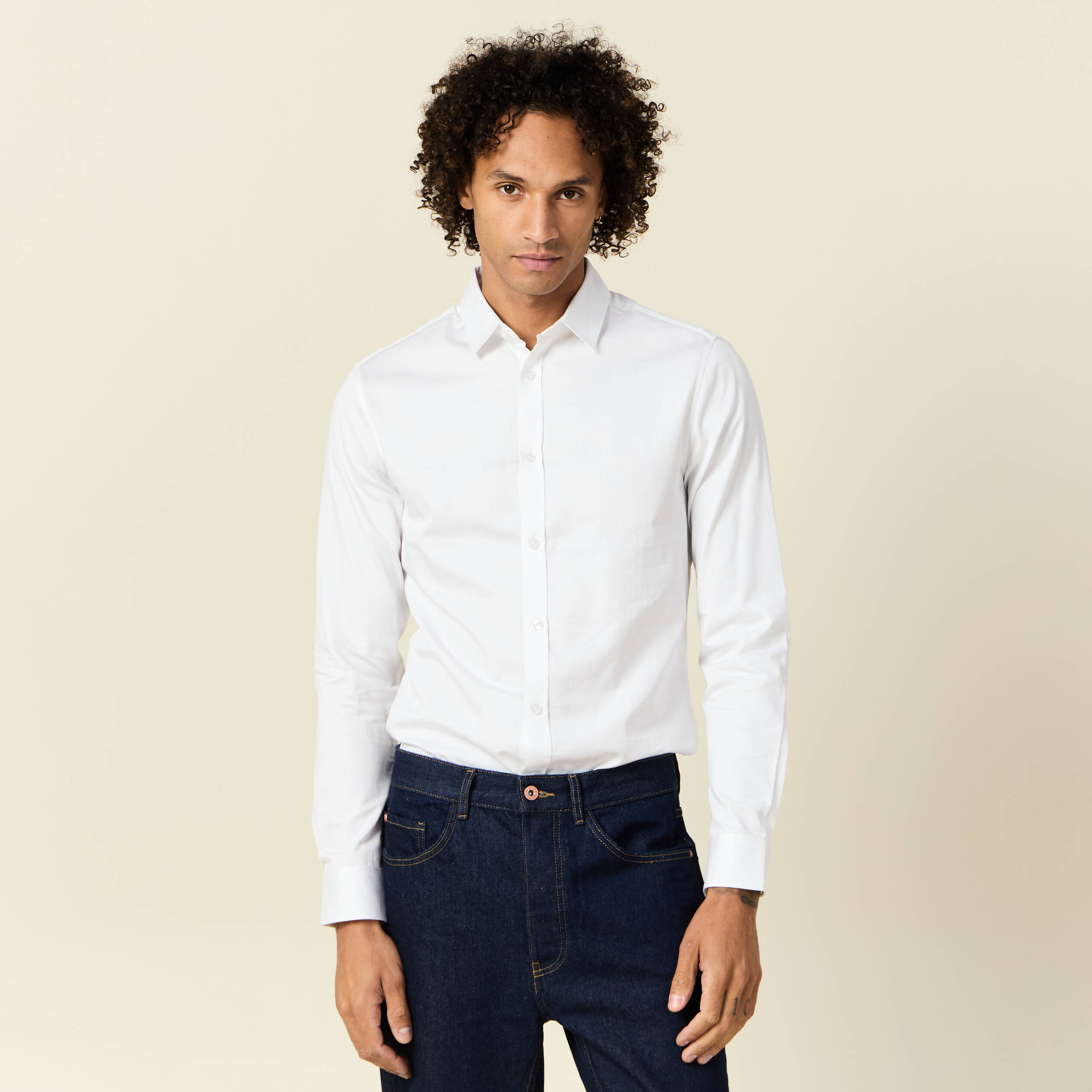 Chemise manches longues blanc homme