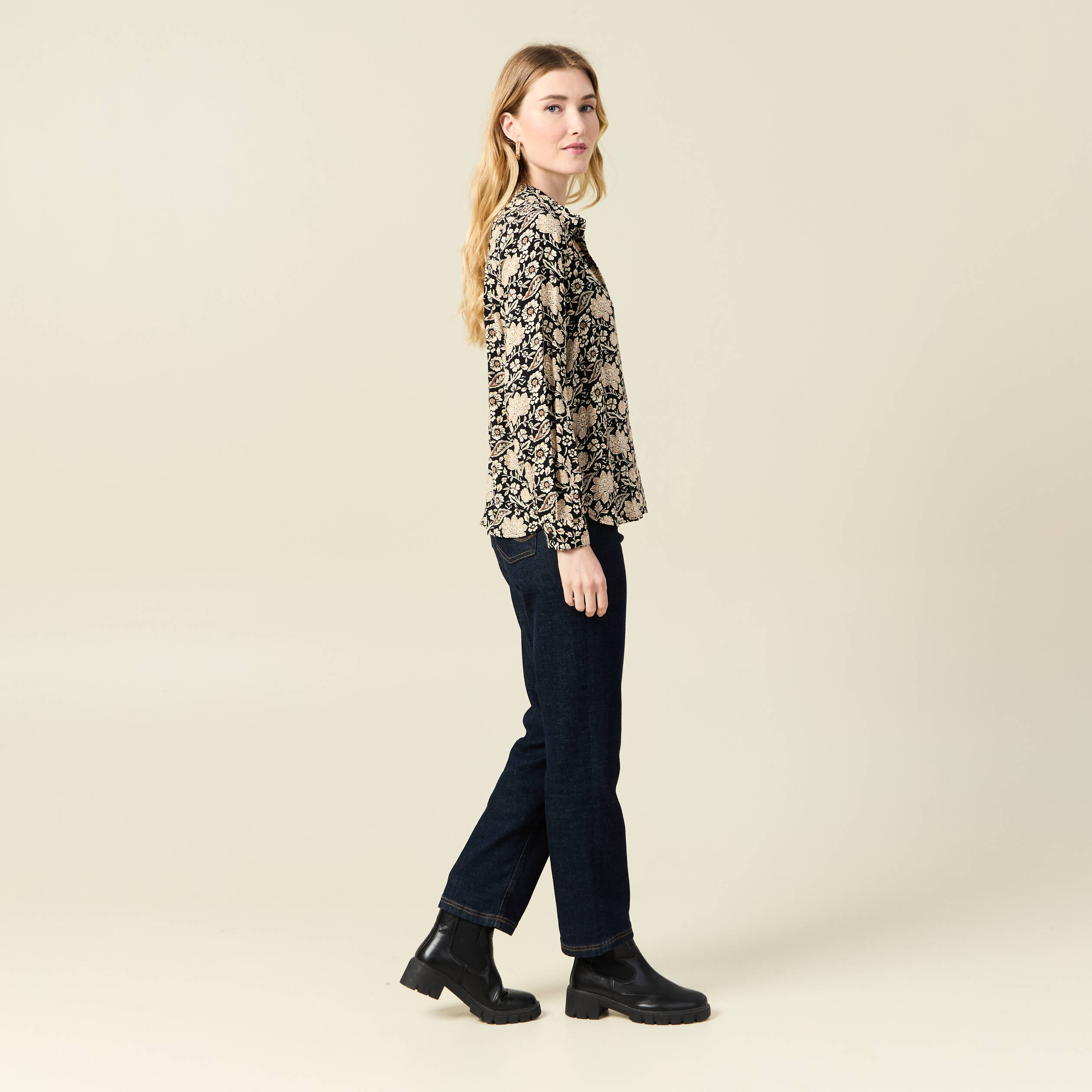 chemise manches longues fluide noir femme Chemise manches longues fluide noir femme