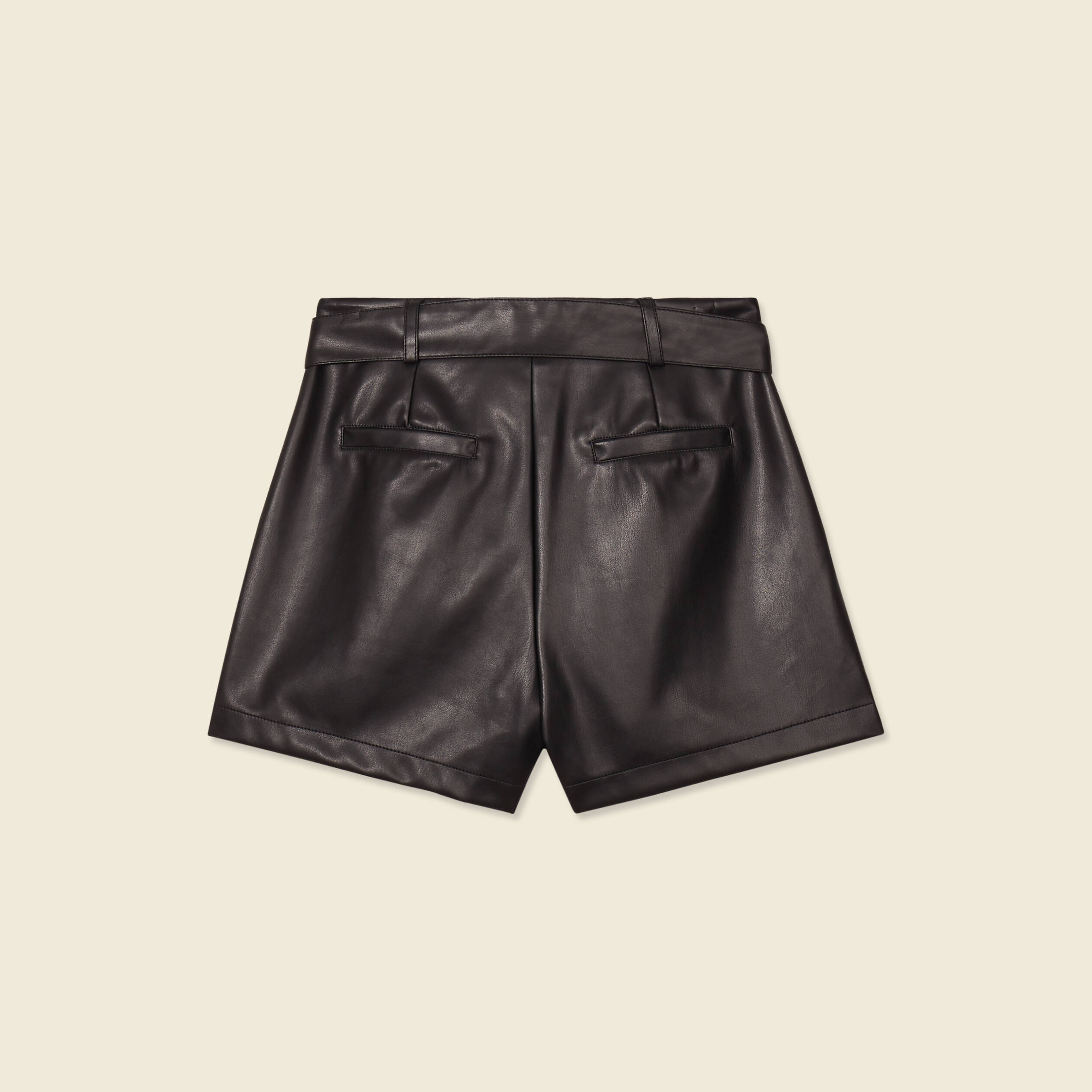 short similicuir ceinture noir femme Short similicuir ceinturé noir femme