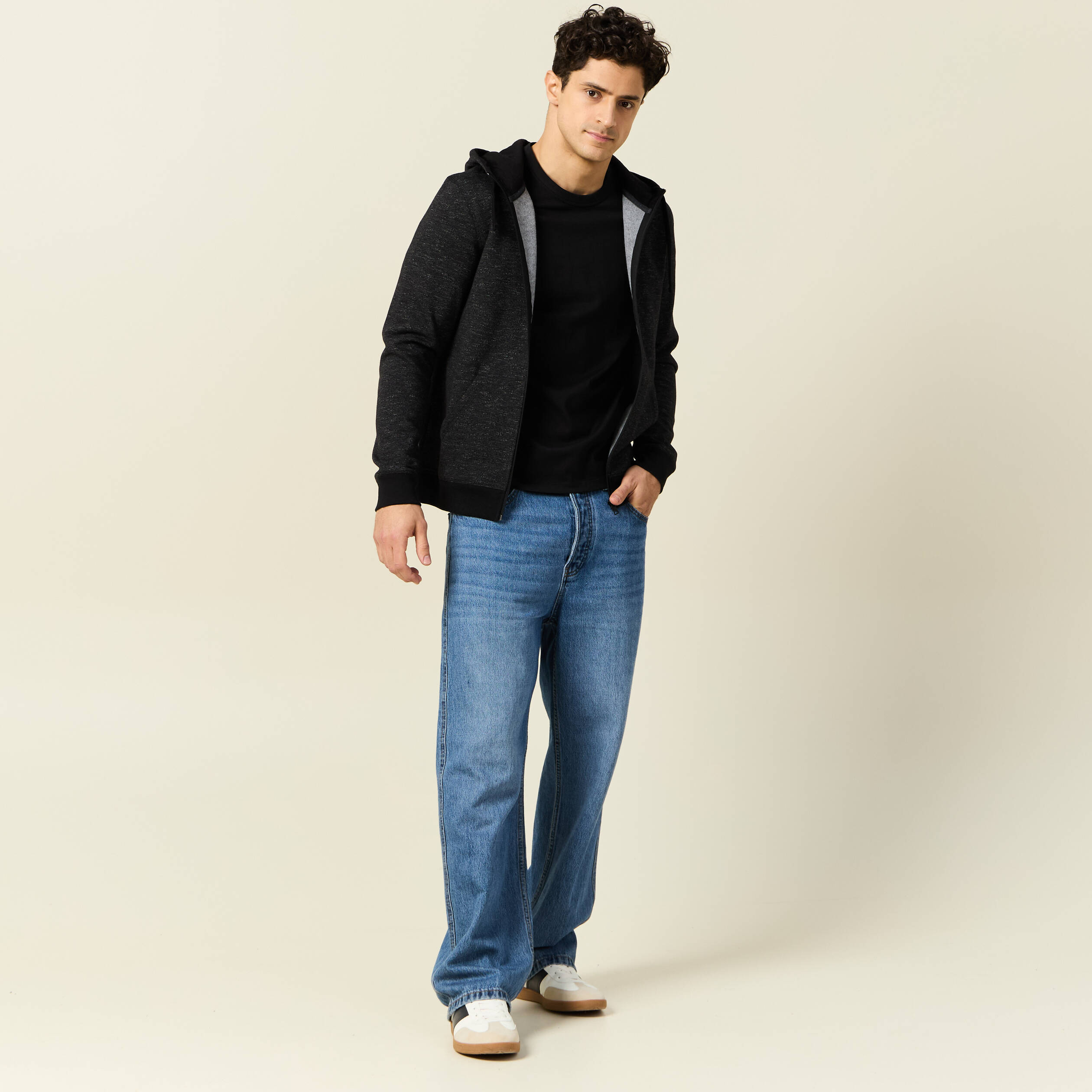 Gilet manches longues zipp&eacute; noir homme