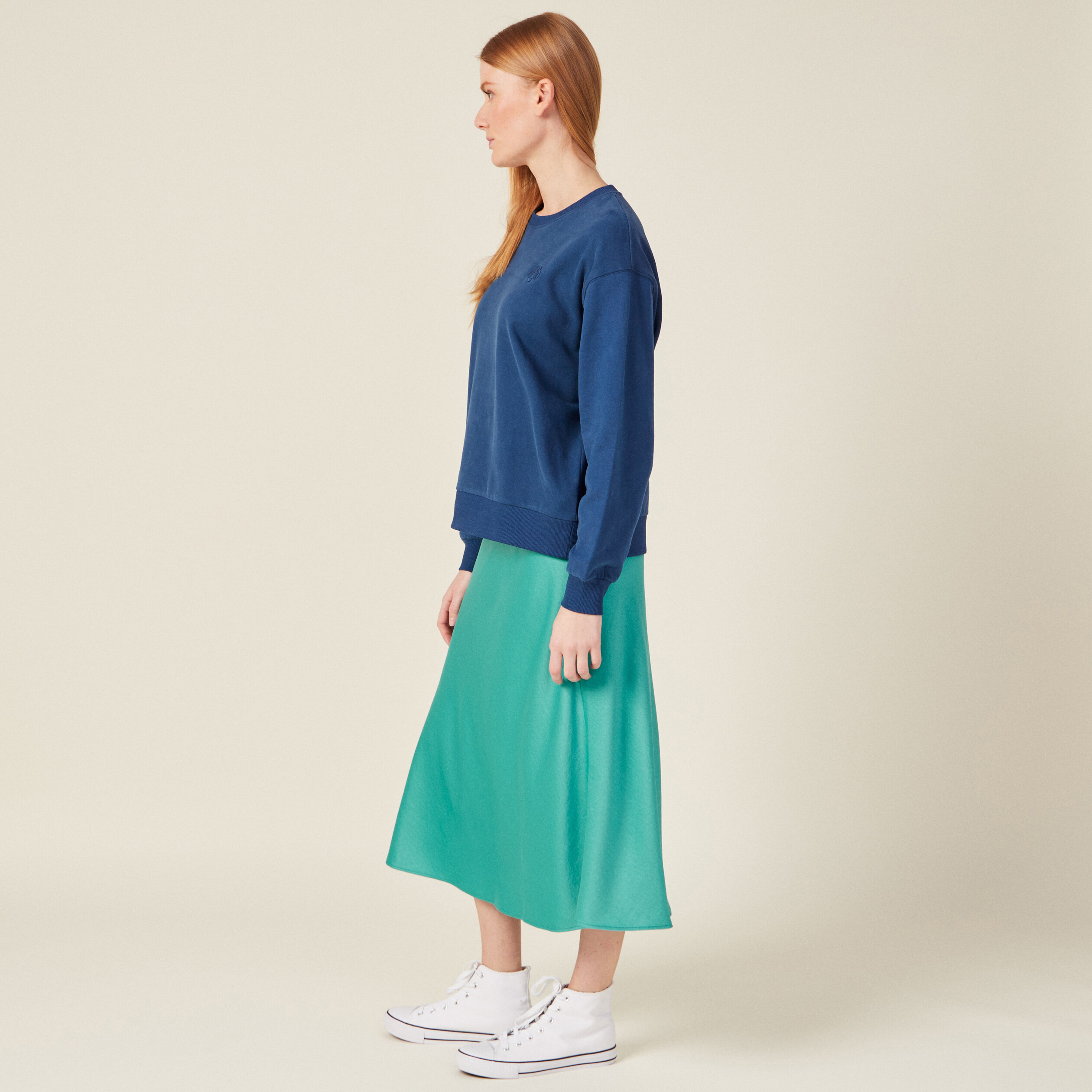 Sweat manches longues bleu marine femme