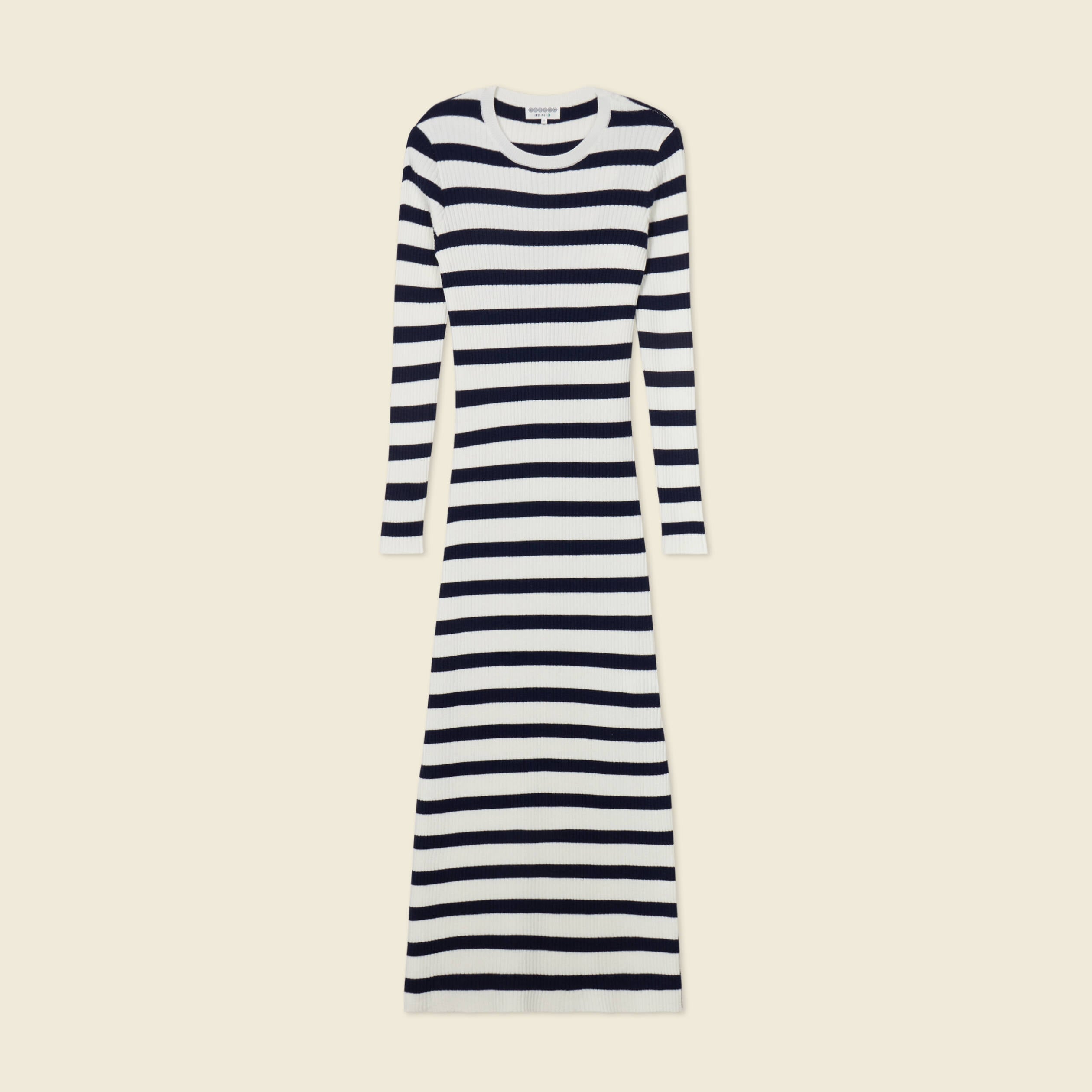 Robe tricot longue ajust&eacute;e bleu marine femme