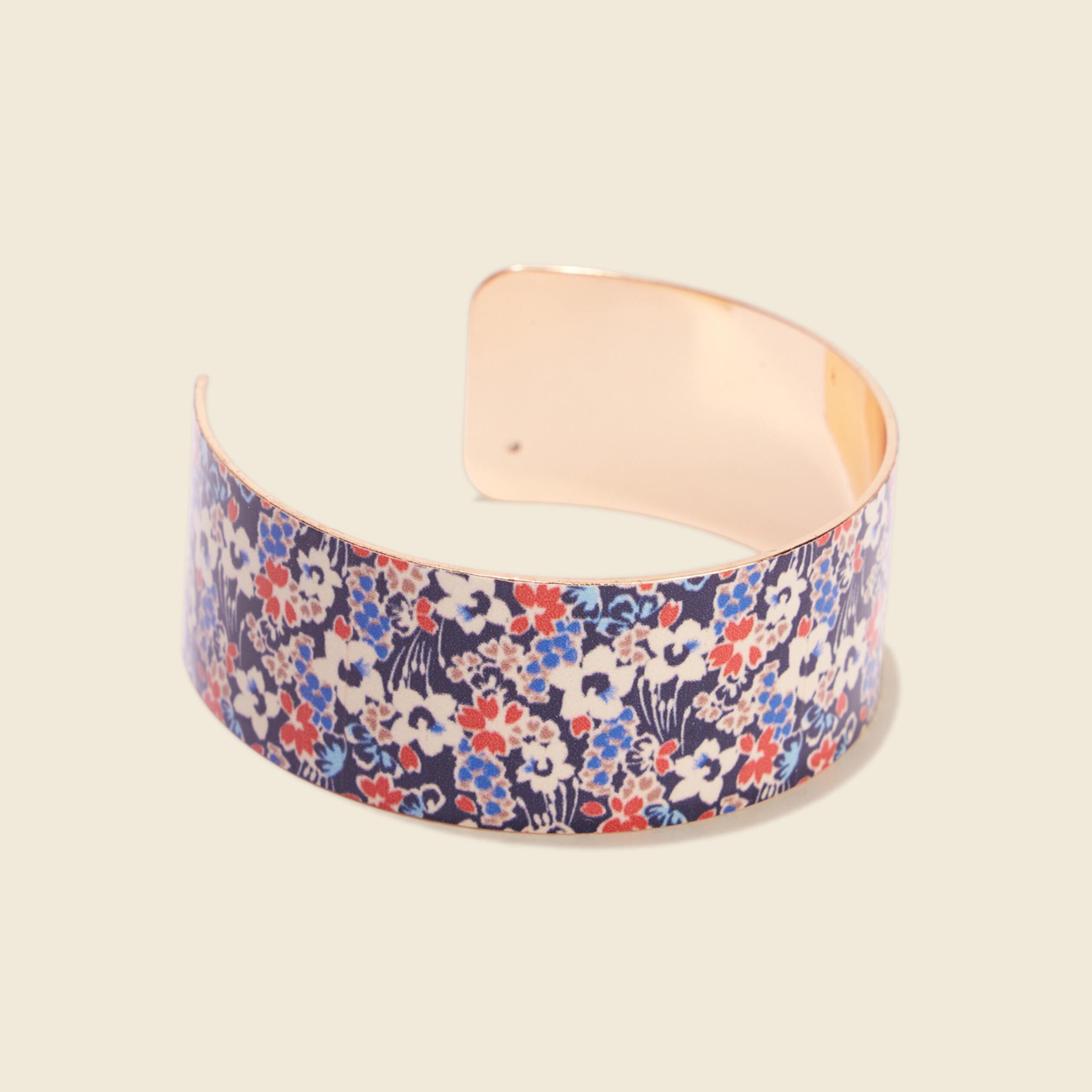 Bracelet manchette en métal bleu marine femme