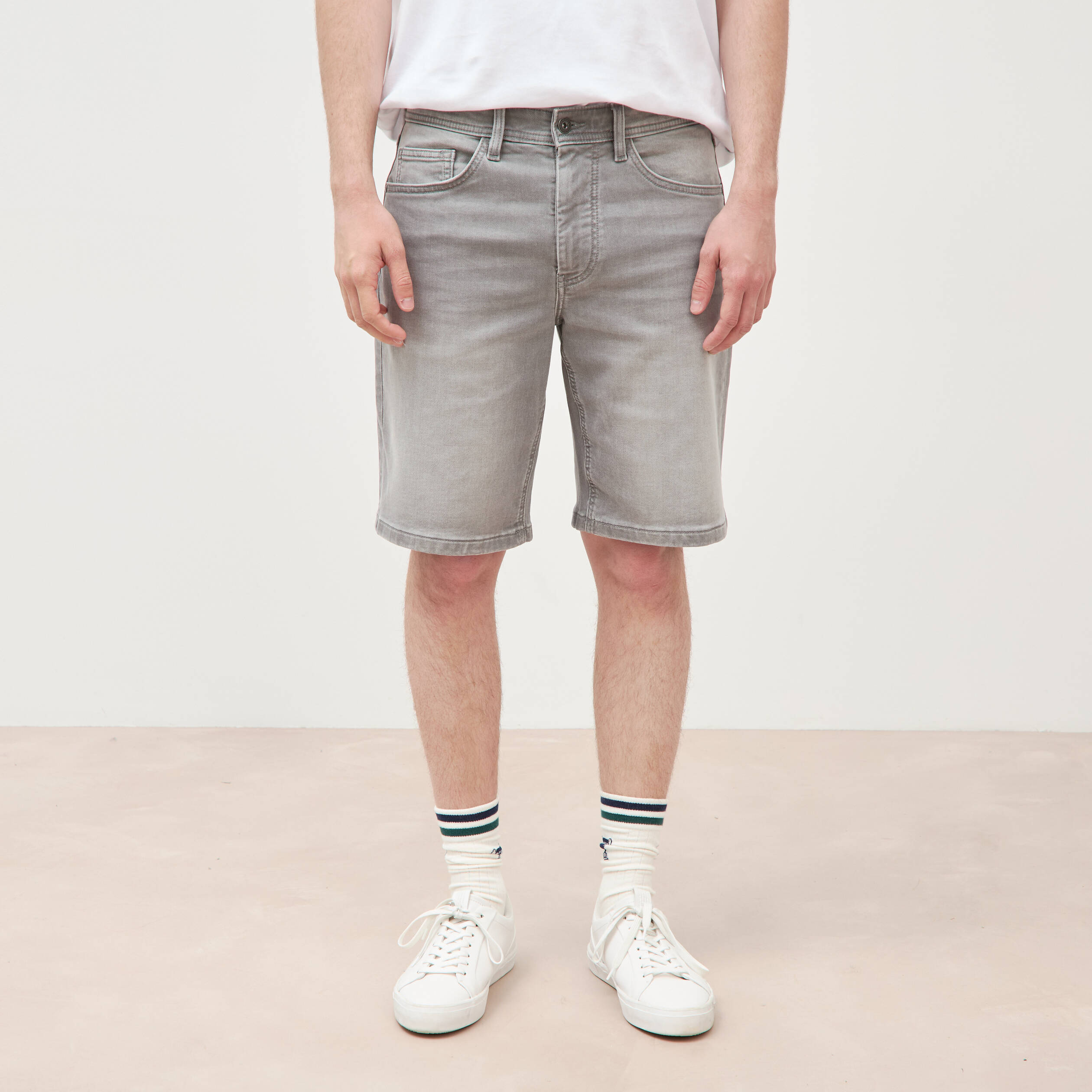 Bermuda en jeans denim gris homme