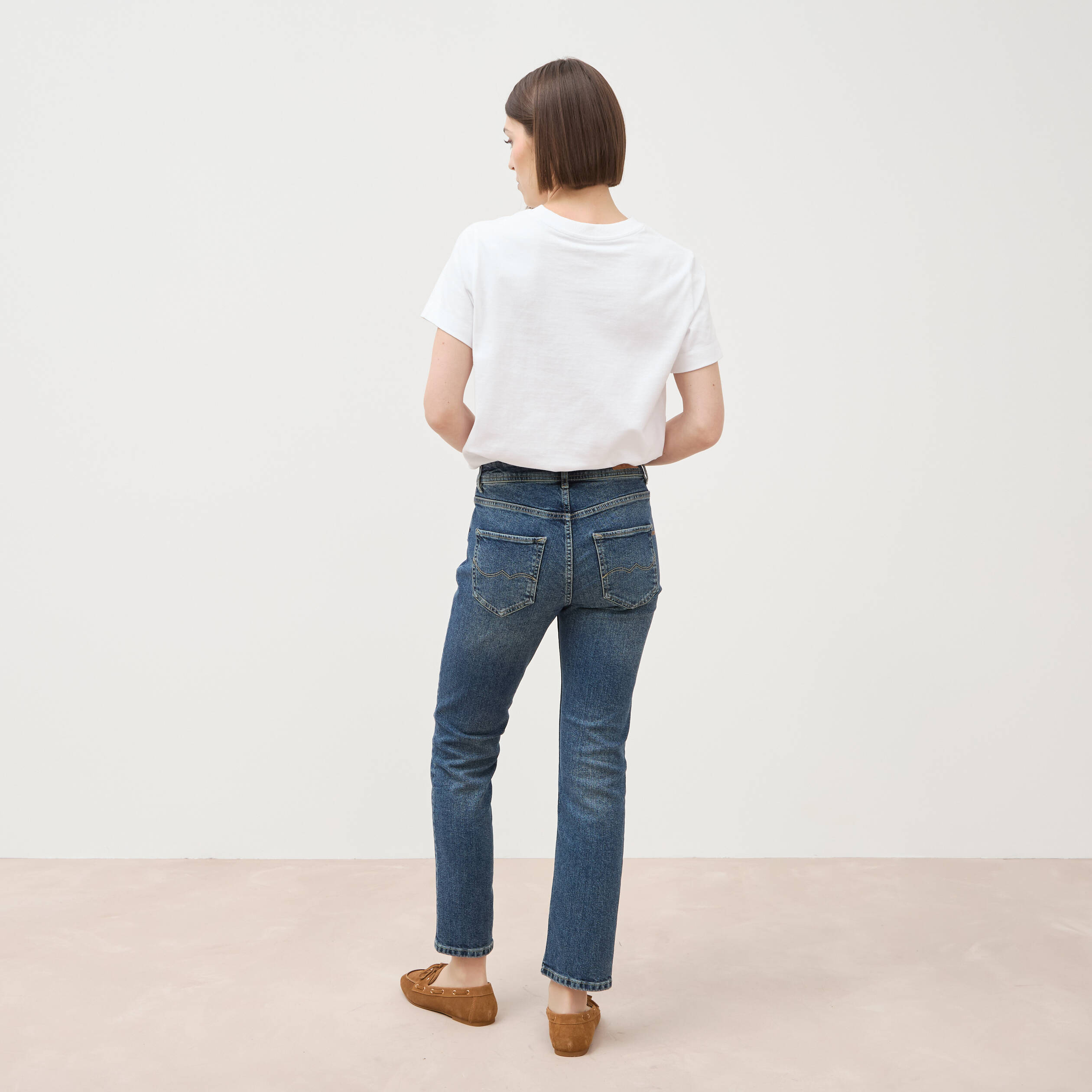 Jeans slim taille standard 7/8&egrave;me bleu femme