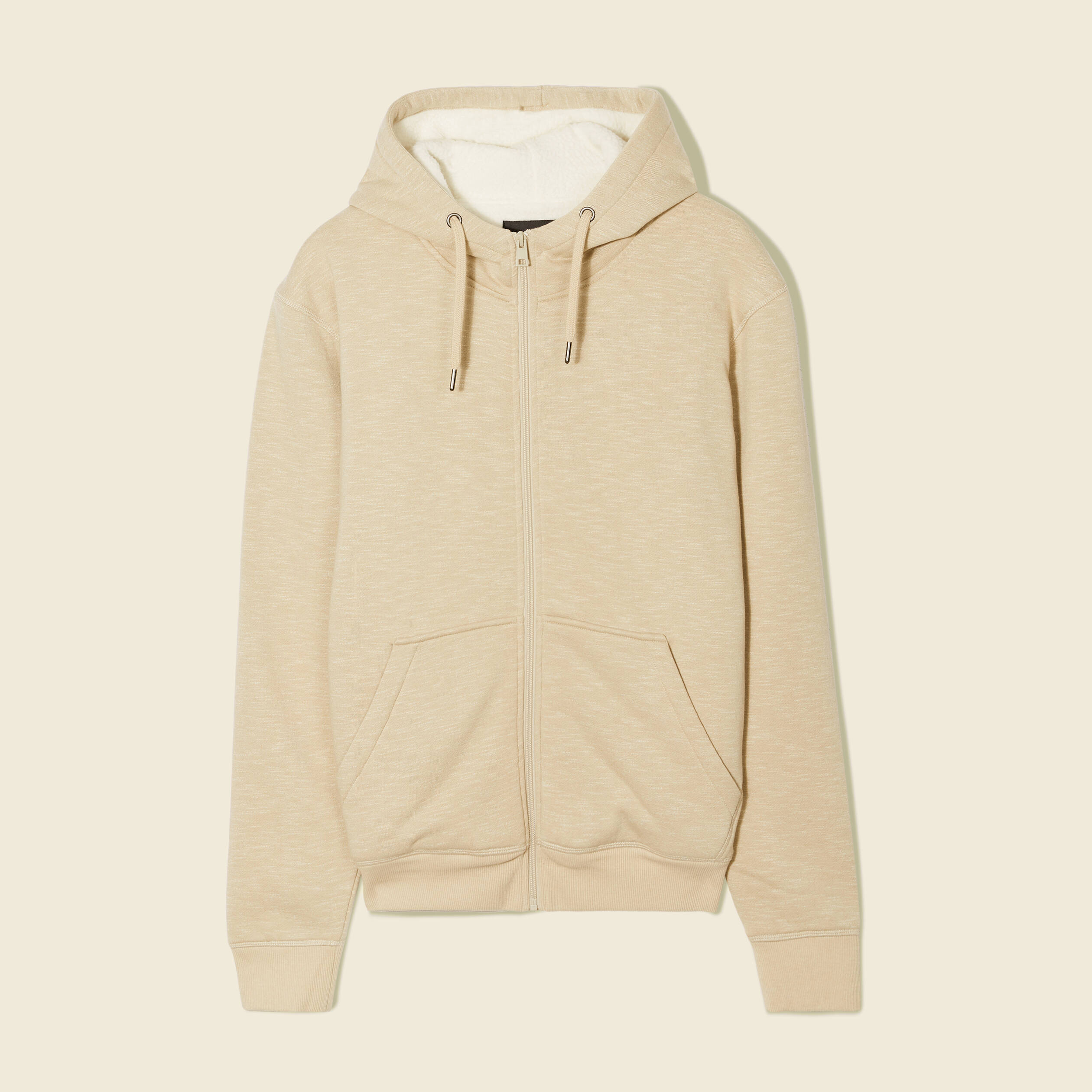 Sweat manches longues zippé beige homme