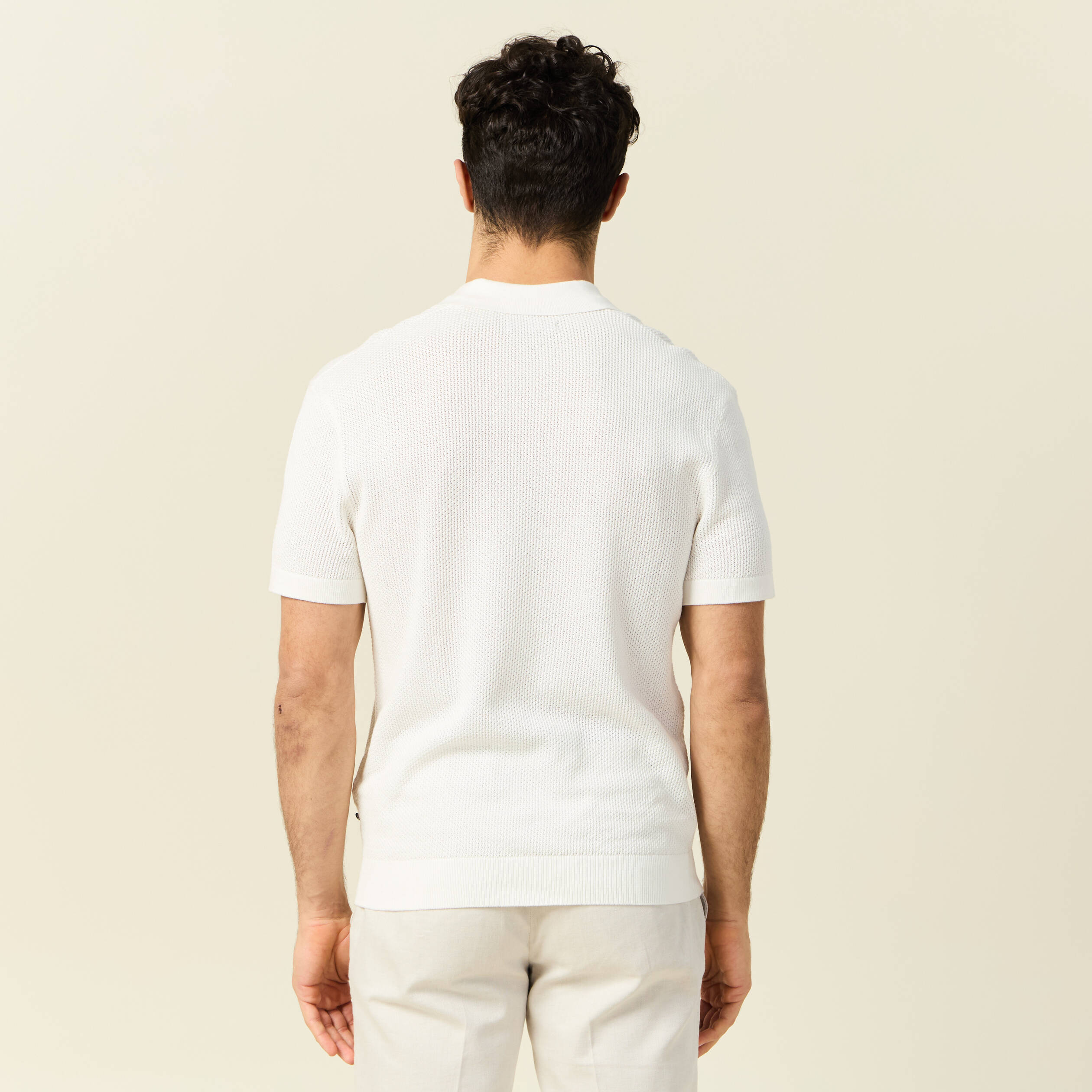 Polo manches courtes ecru homme