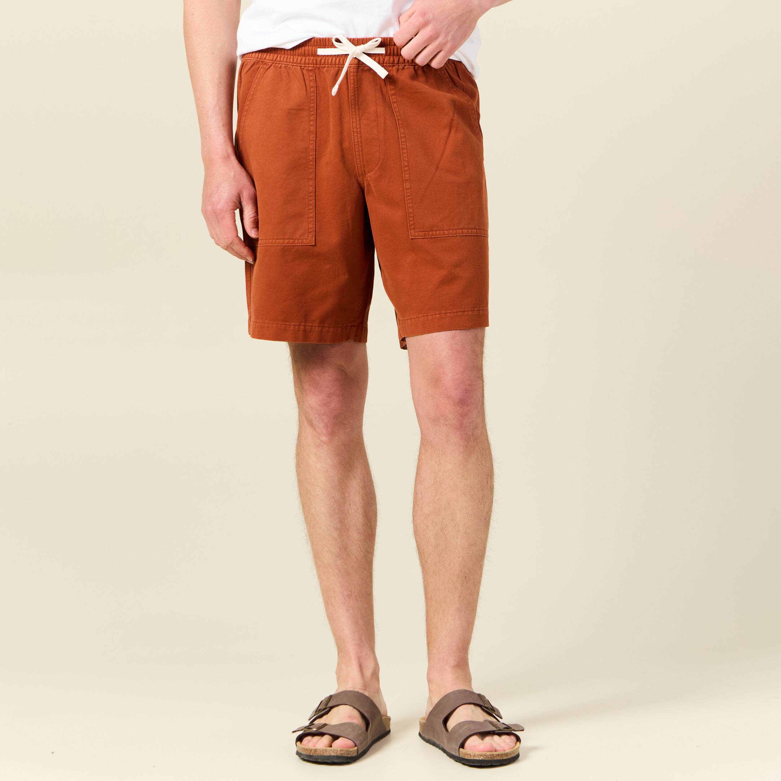 bermuda droit a coulisse marron cognac homme Bermuda droit à coulisse marron cognac homme