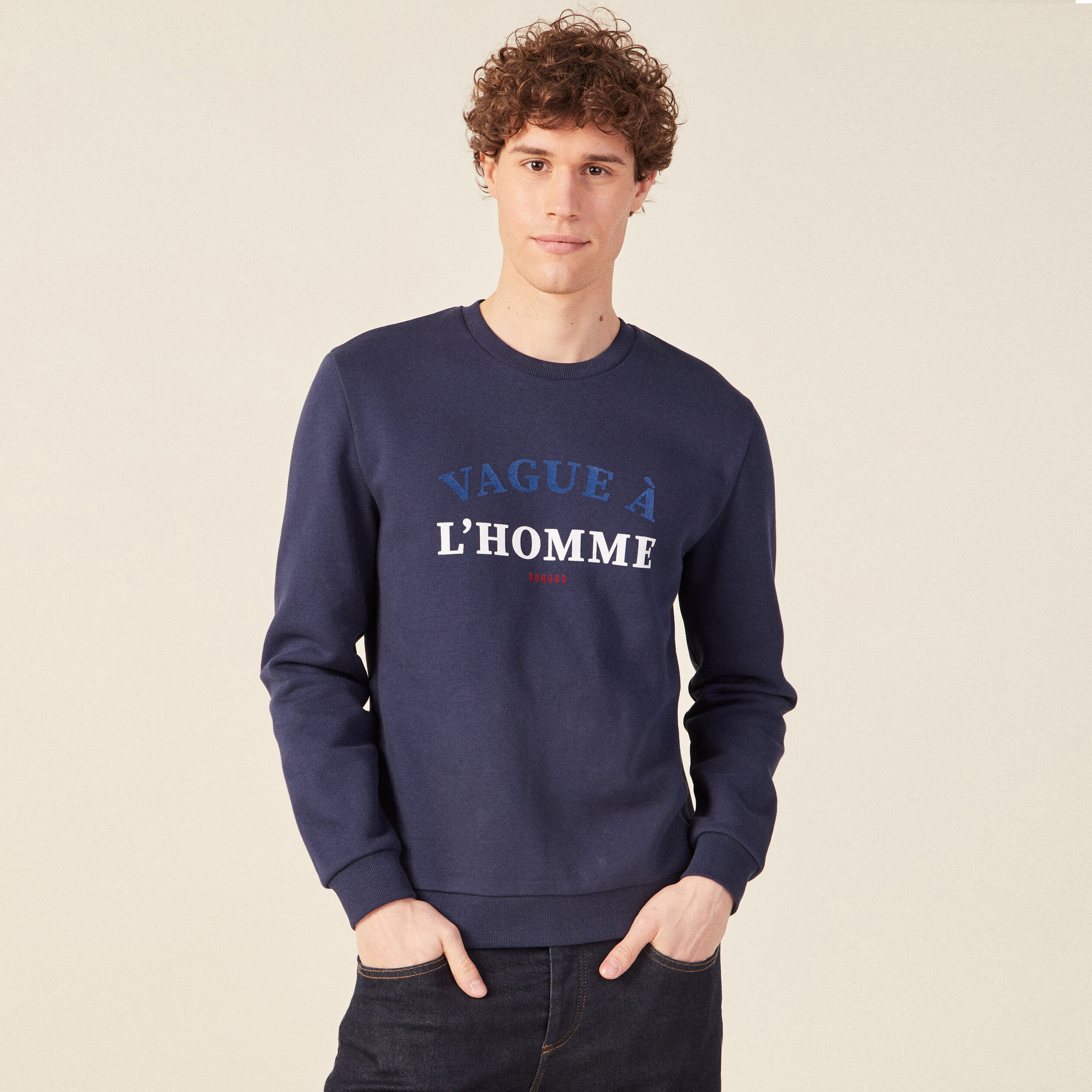 Sweat eco responsable manches longues bleu marine homme Vibs