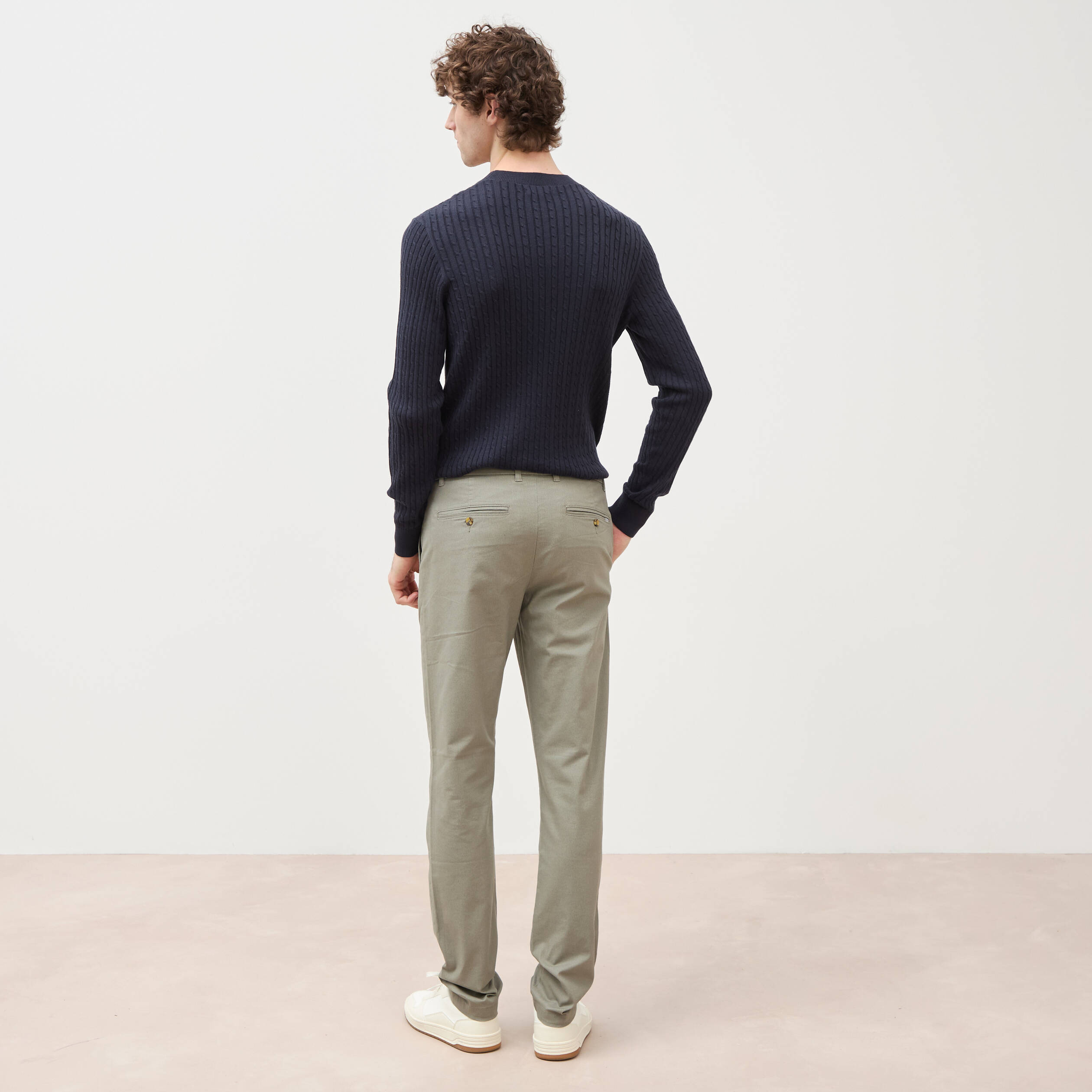Pantalon chino slim vert kaki homme